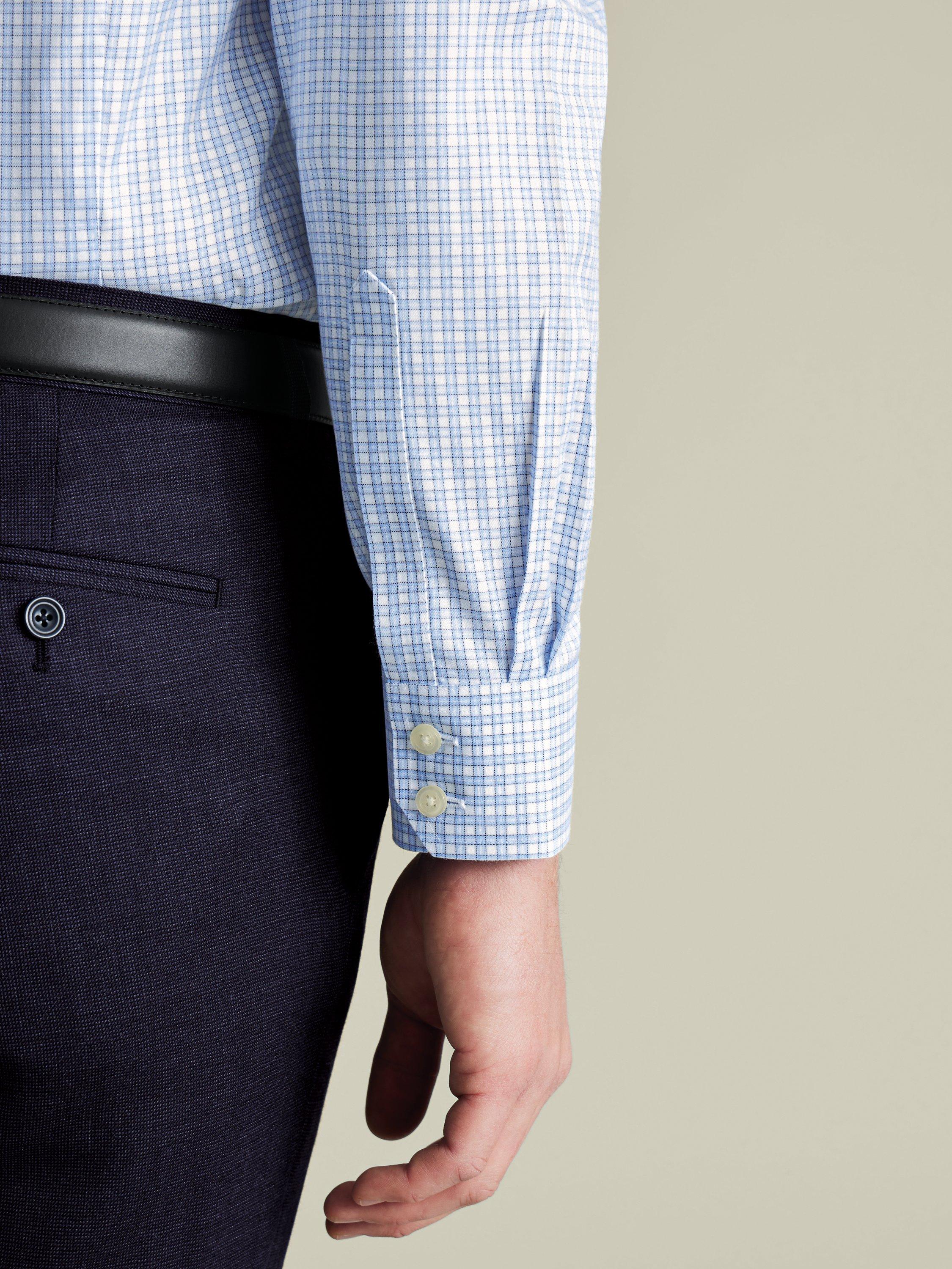 Product image 3 of 6, which shows Charles Tyrwhitt Non-Iron Cotton Twill Shirt, Cornflower Blue, 15.5/S