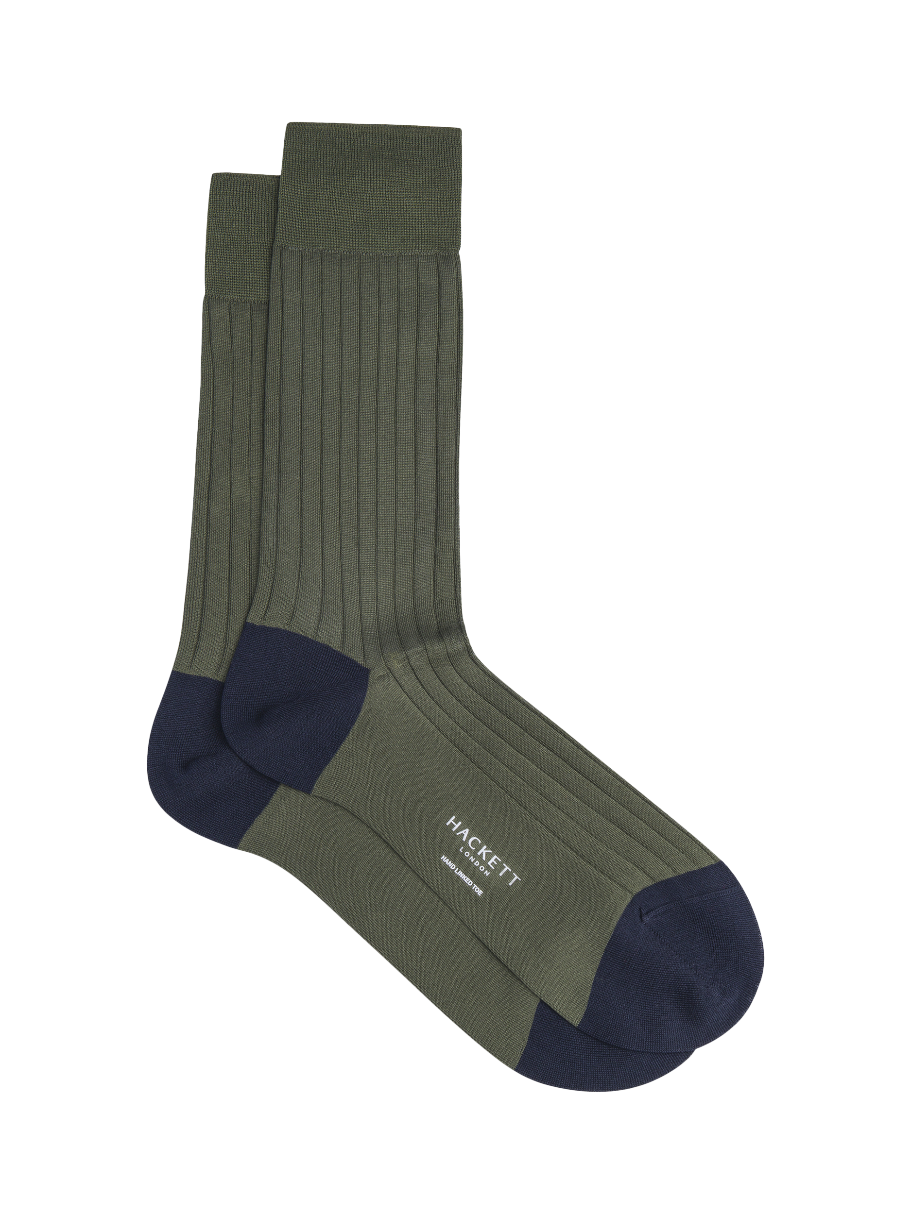 Hackett London Cotton Crew Socks, Dark Khaki Green