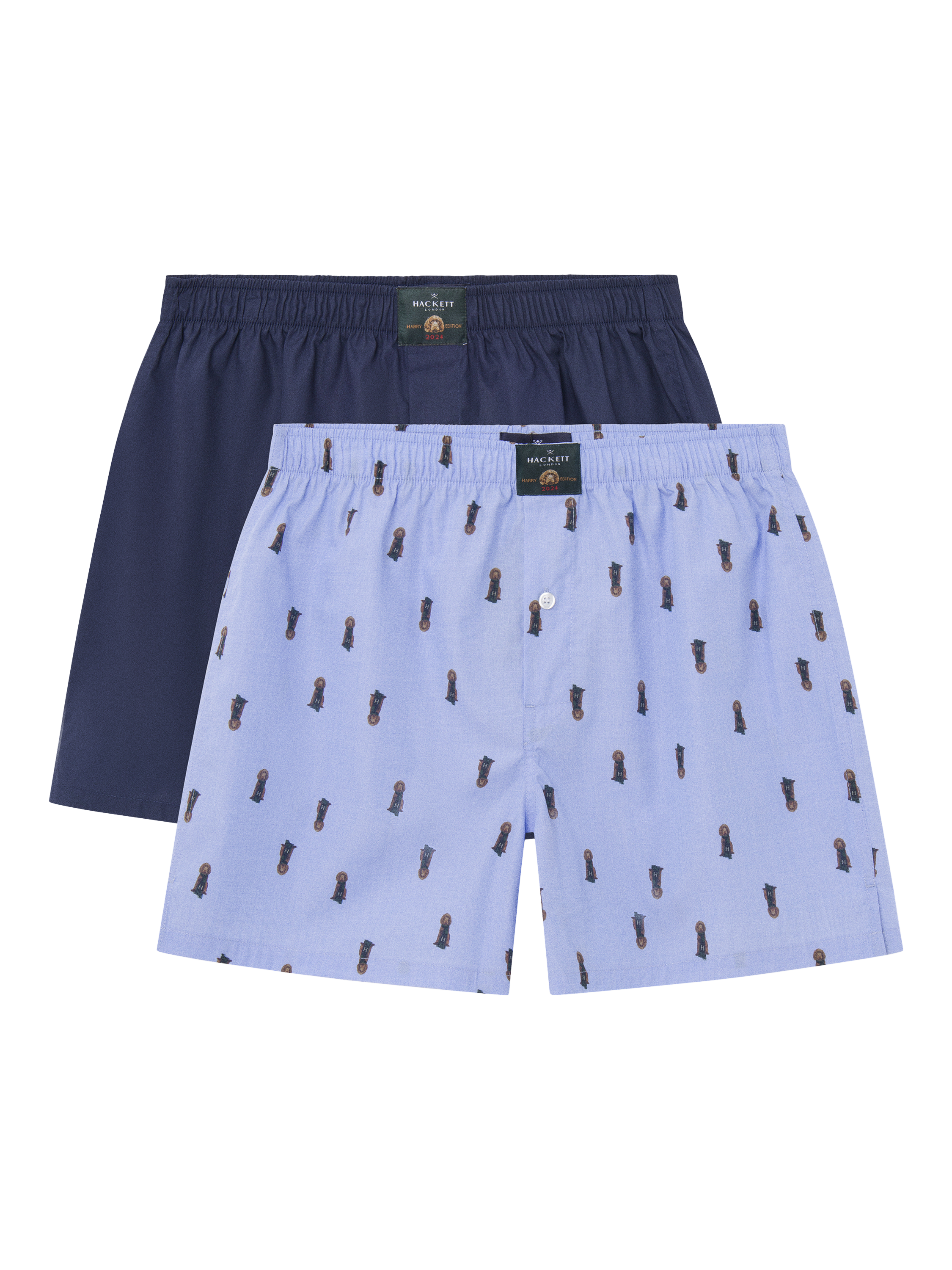 Hackett London Harry Print Boxer Shorts, Pack of 2, Light Blue