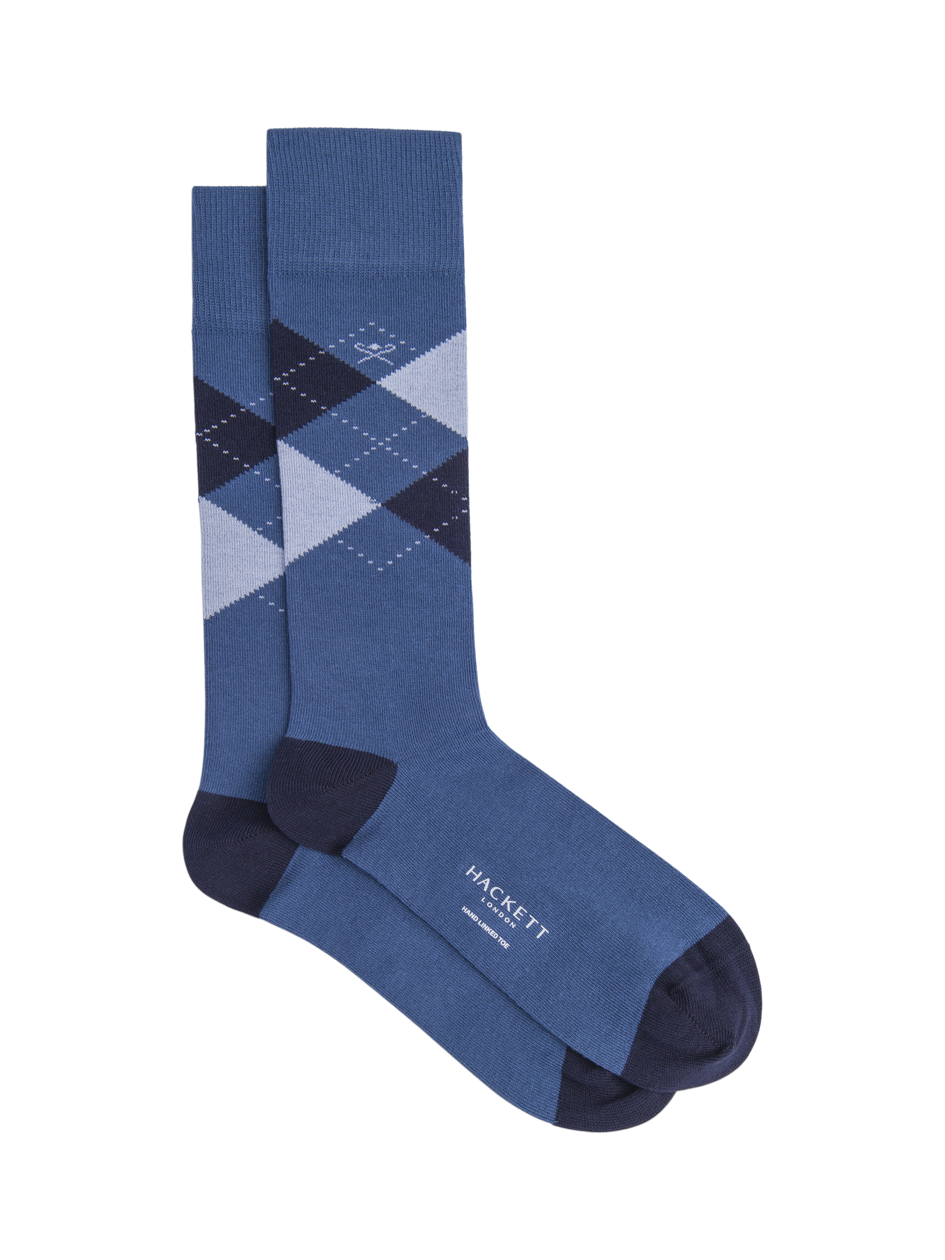 Hackett London Diamond Check Print Crew Socks, Airforce Blue