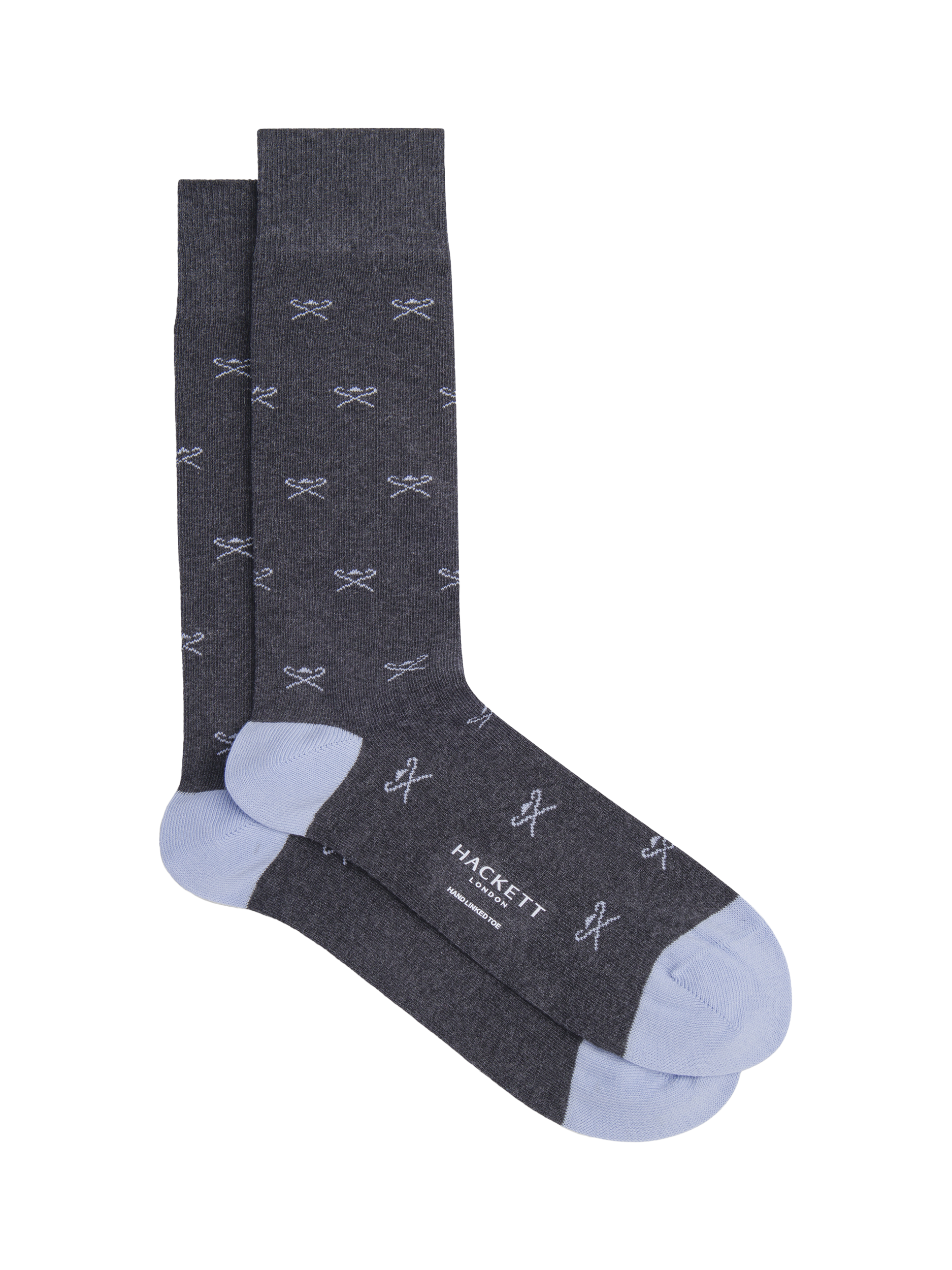 Hackett London Umbrella Logo Print Crew Socks, Deep Grey