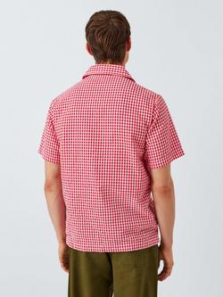 Dubbleware Quincy Cotton Regular Fit Check Seersucker Shirt, Red - view 2, Red