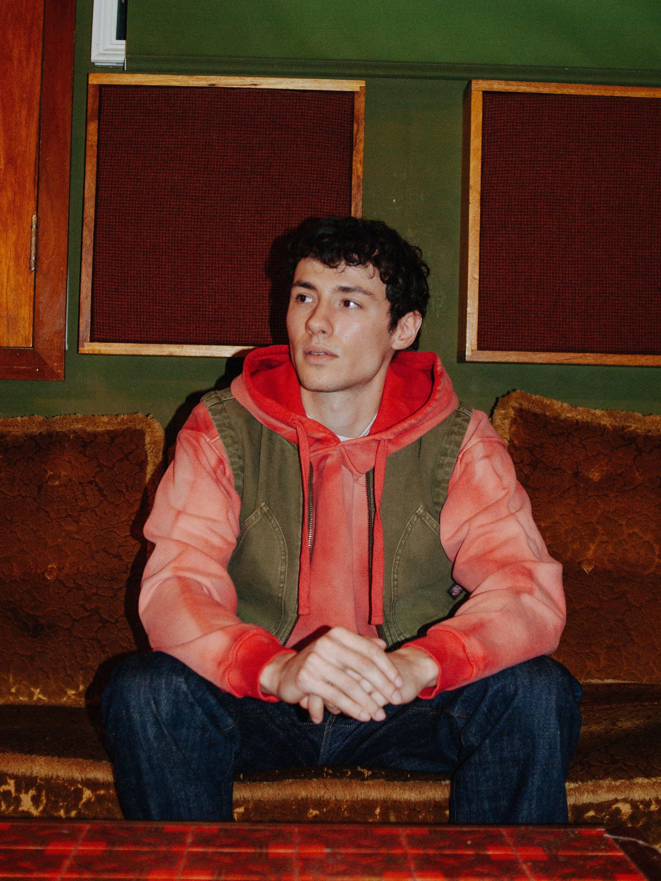 Product image 6 of 6, which shows Dubbleware Cotton Sun Faded Hoodie, Red, S