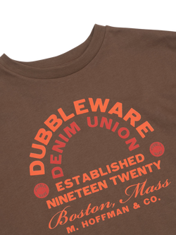 Dubbleware Cotton Regular Fit Denim Union Graphic T-Shirt, Brown - view 2, Brown