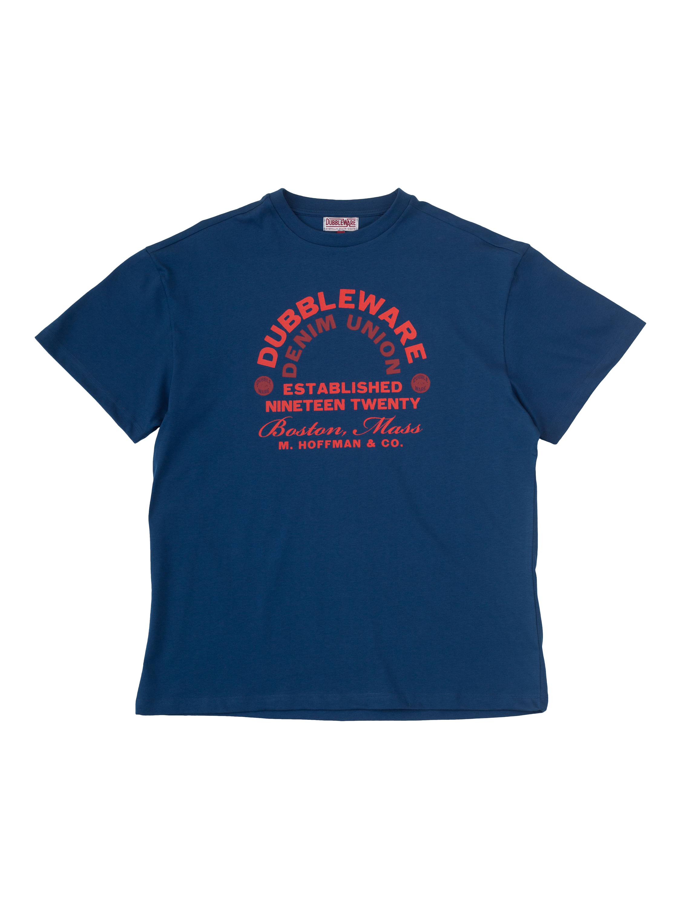 Product image 1 of 3, which shows Dubbleware Cotton Regular Fit Denim Union Graphic T-Shirt, Navy, S