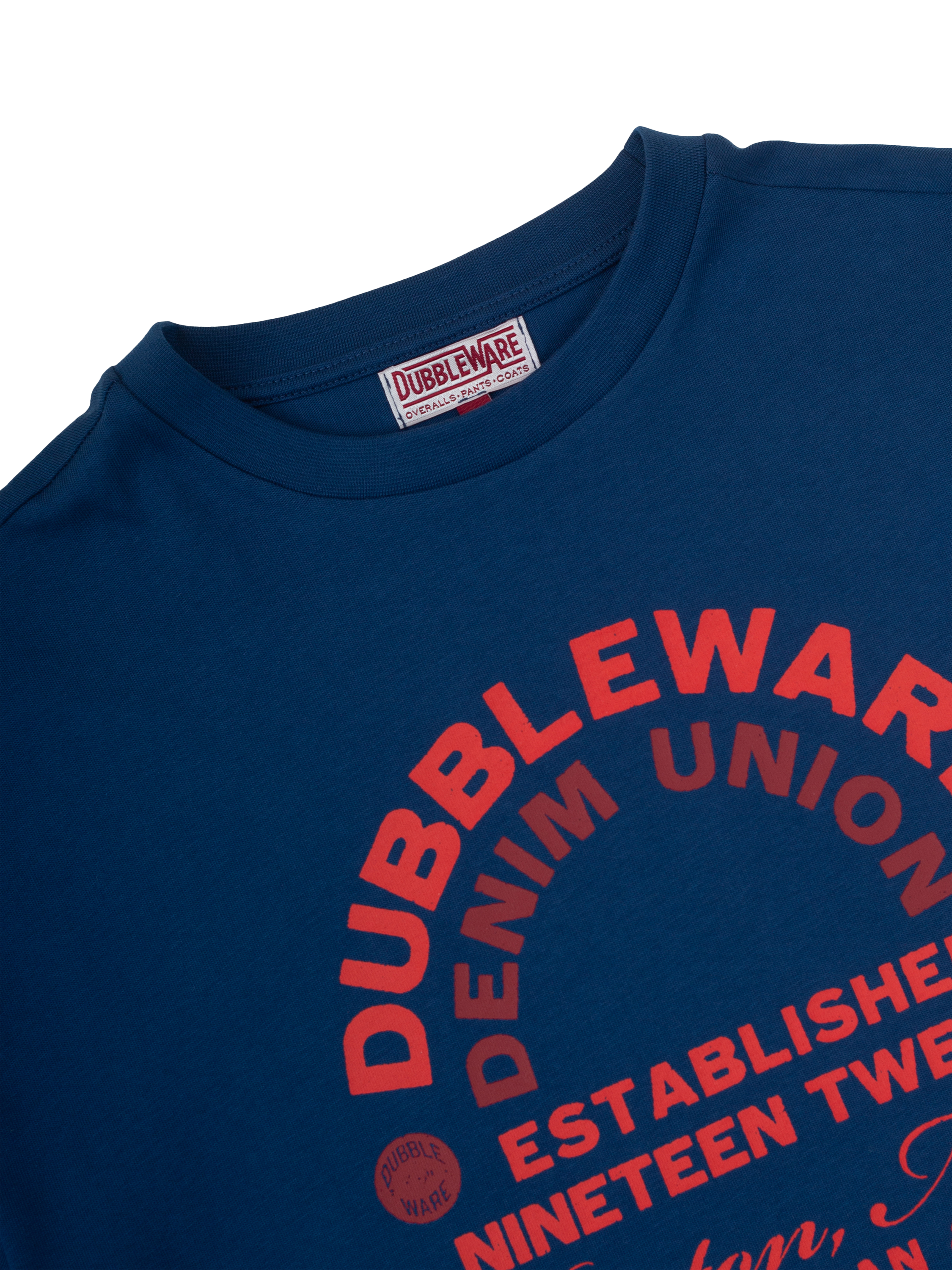 Product image 3 of 3, which shows Dubbleware Cotton Regular Fit Denim Union Graphic T-Shirt, Navy, S