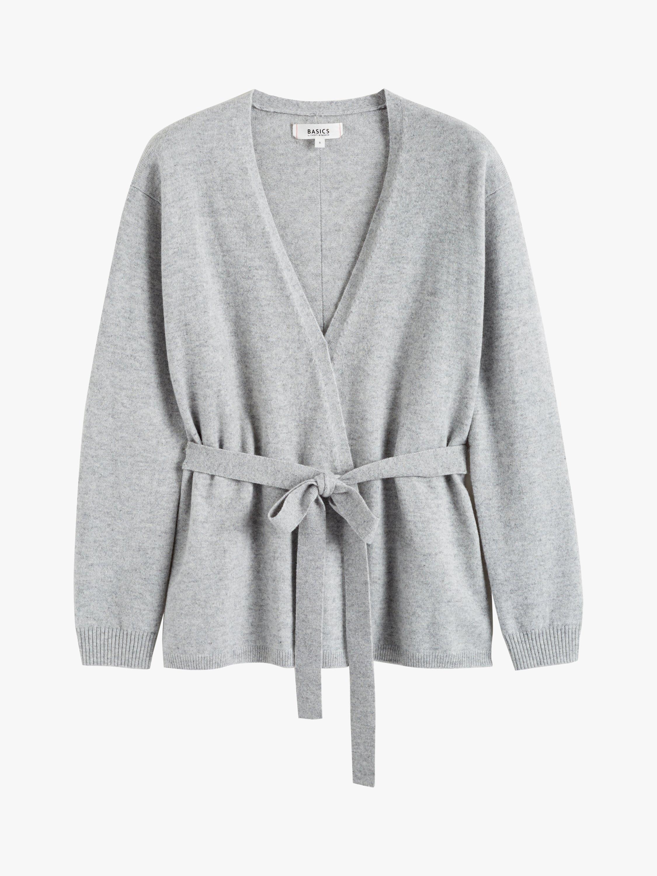 Product image 3 of 5, which shows Chinti & Parker Wool & Cashmere Wrap Cardigan, Light Grey, XS