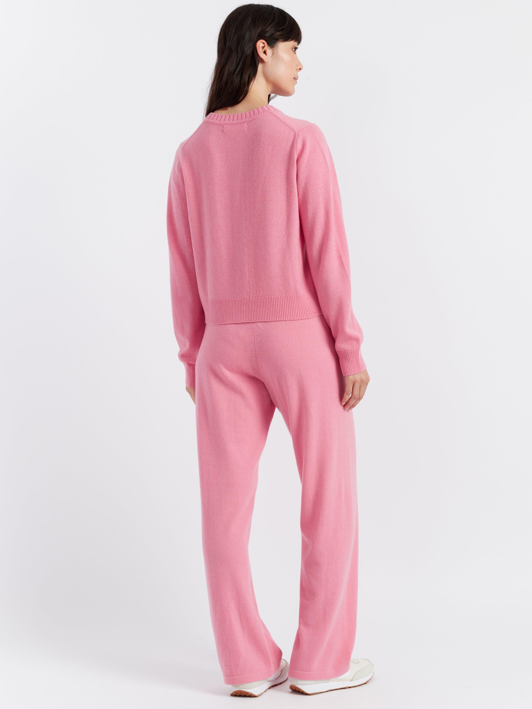 Product image 2 of 3, which shows Chinti & Parker Wool & Cashmere Wide Leg Trousers, Punch Pink, XS