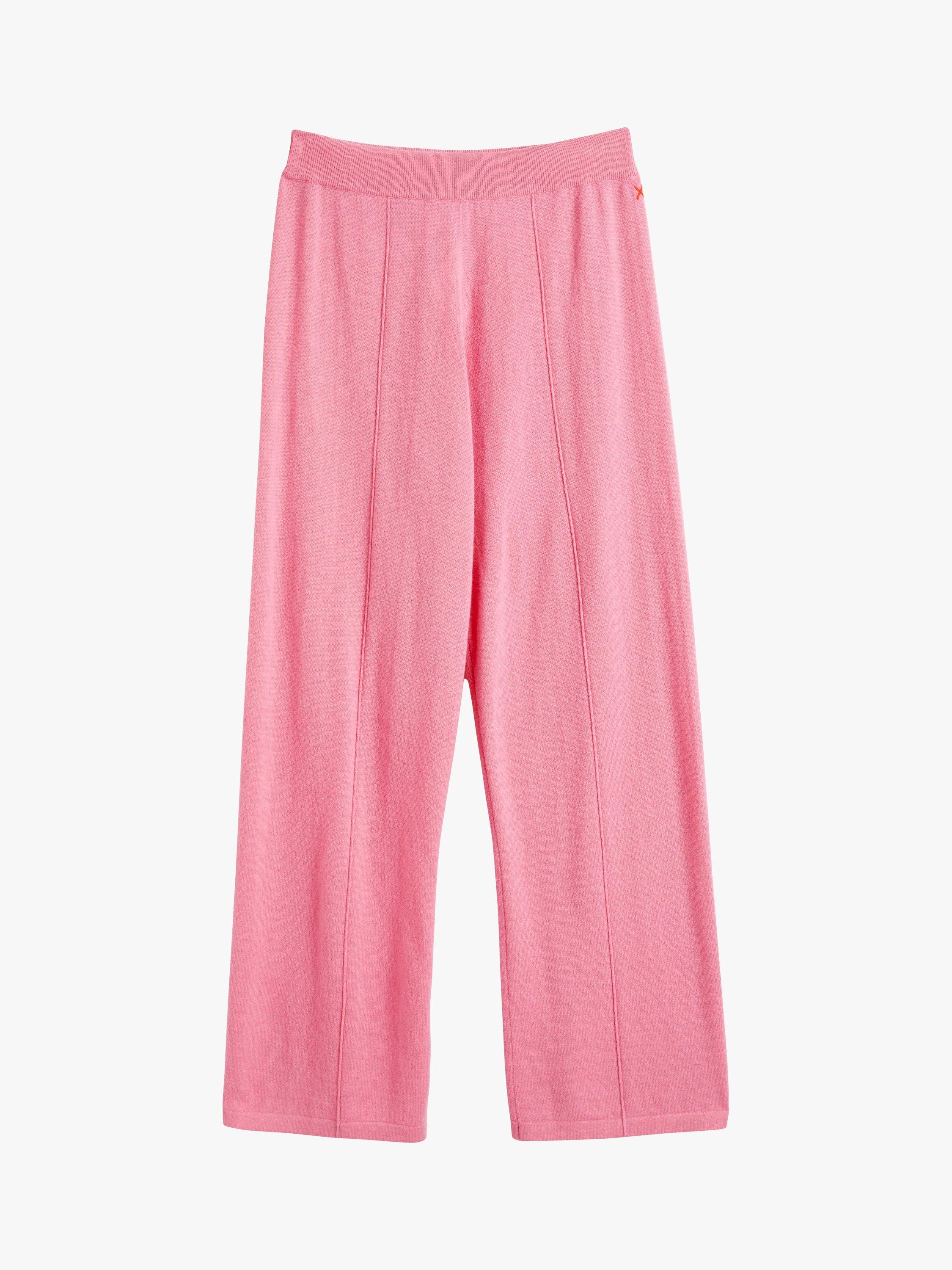 Product image 3 of 3, which shows Chinti & Parker Wool & Cashmere Wide Leg Trousers, Punch Pink, XS