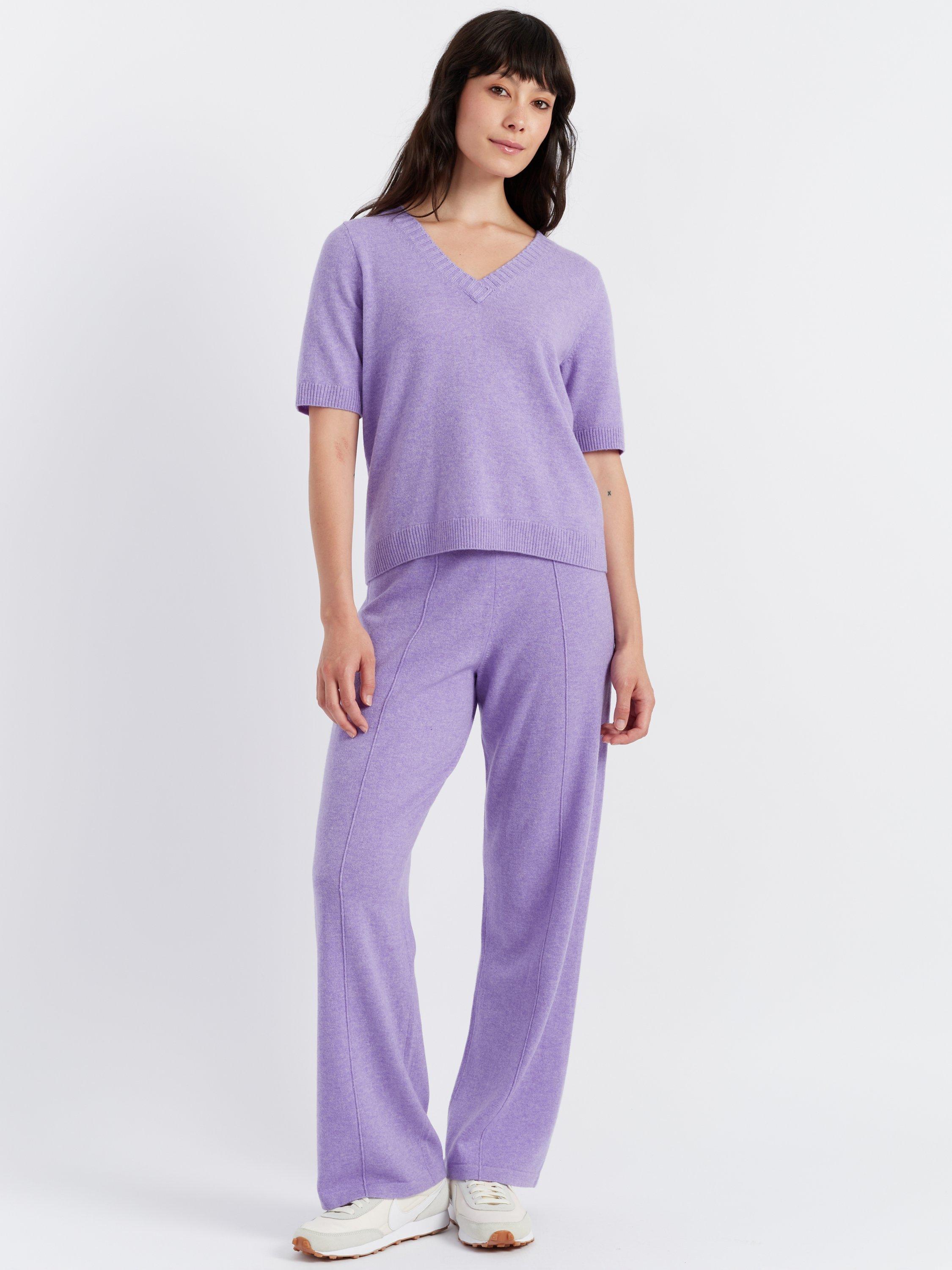 Chinti & Parker Wool & Cashmere V-Neck T-Shirt, Lilac Melange