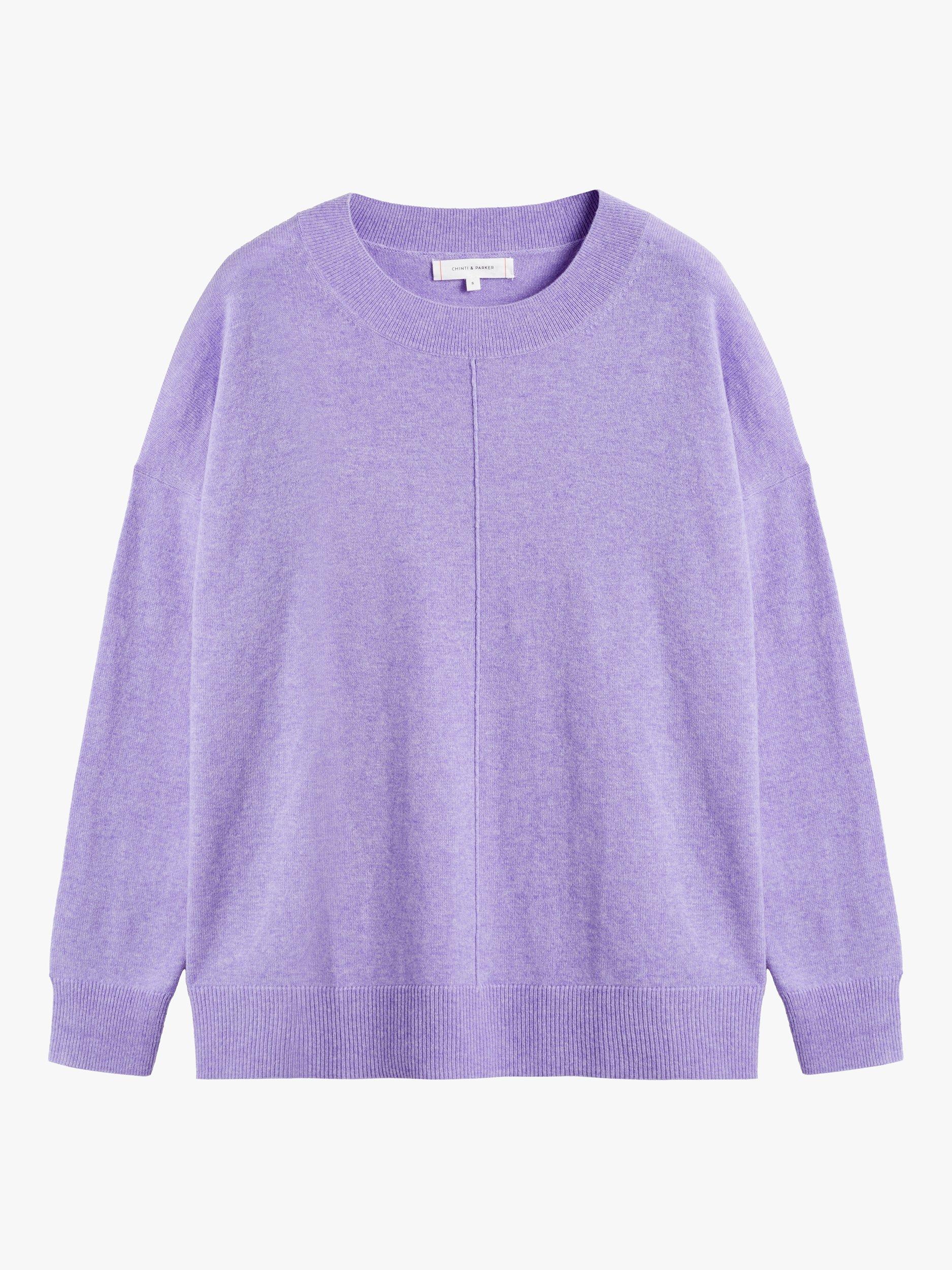 Product image 3 of 4, which shows Chinti & Parker Wool & Cashmere Slouchy Jumper, Lilac Melange, XS