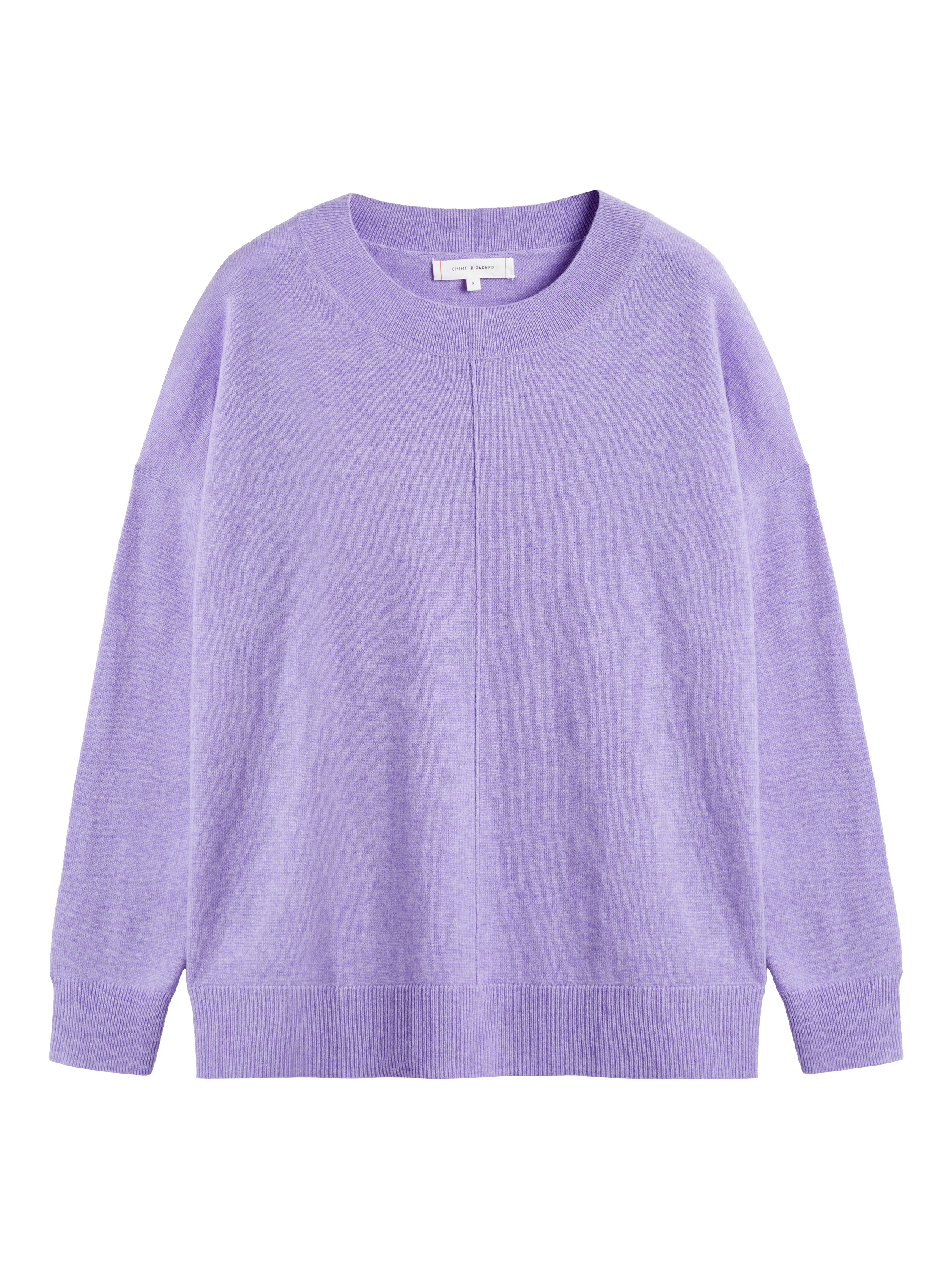 Product image 4 of 4, which shows Chinti & Parker Wool & Cashmere Slouchy Jumper, Lilac Melange, XS