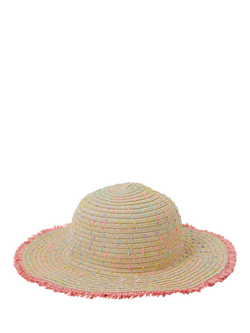 Angels by Accessorize Kids' Fringe Floppy Straw Sun Hat, Multi, Multi