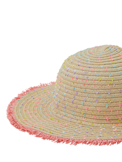 Angels by Accessorize Kids' Fringe Floppy Straw Sun Hat, Multi - view 2, Multi