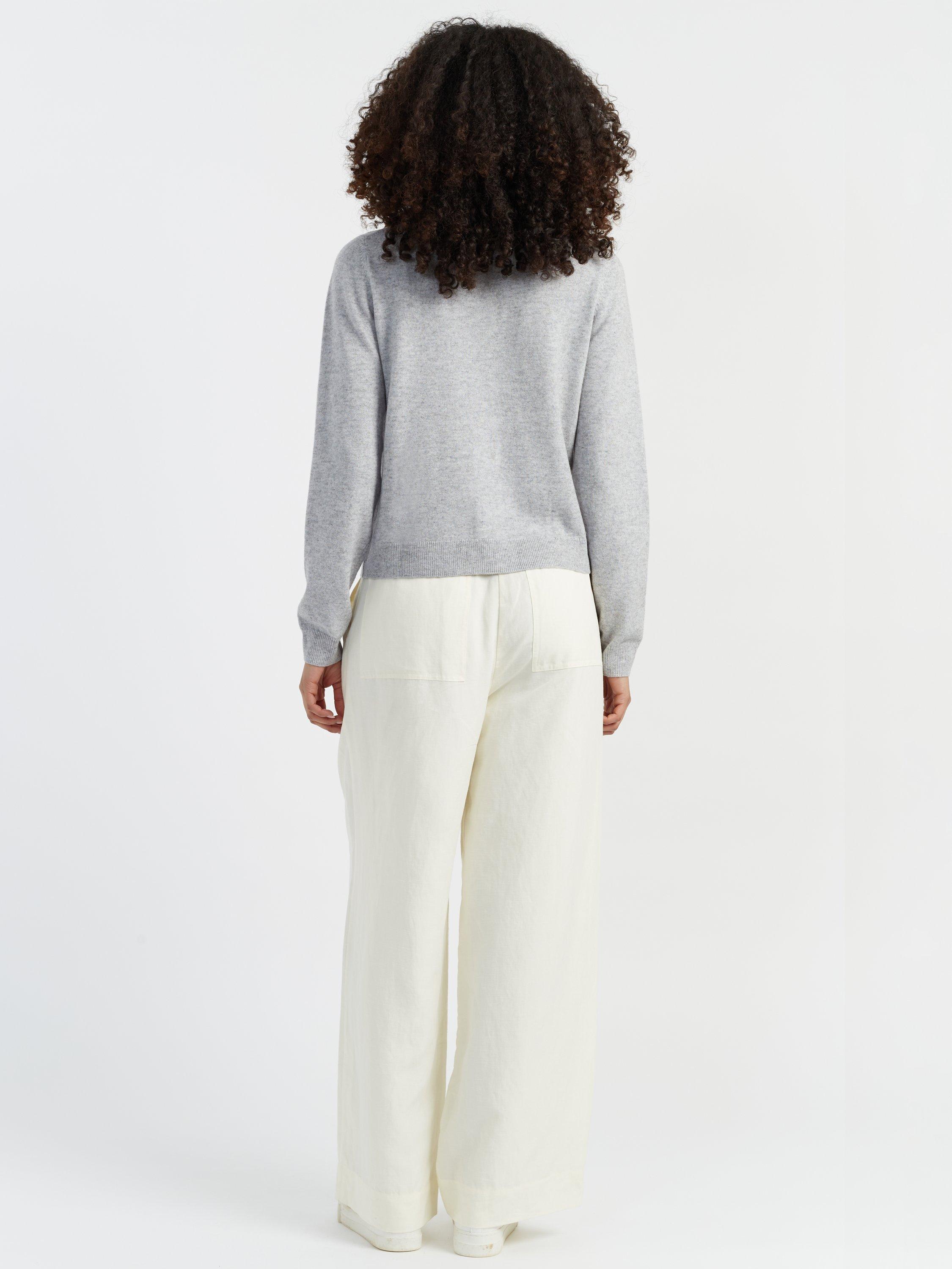Product image 2 of 3, which shows Chinti & Parker Snoopy Peak Wool Rich Cardigan, Light Grey Marl, XS
