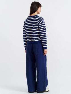 Chinti & Parker Snoopy Stripes Pure Merino Wool Cardigan - view 2, Admiral Blue/Cream