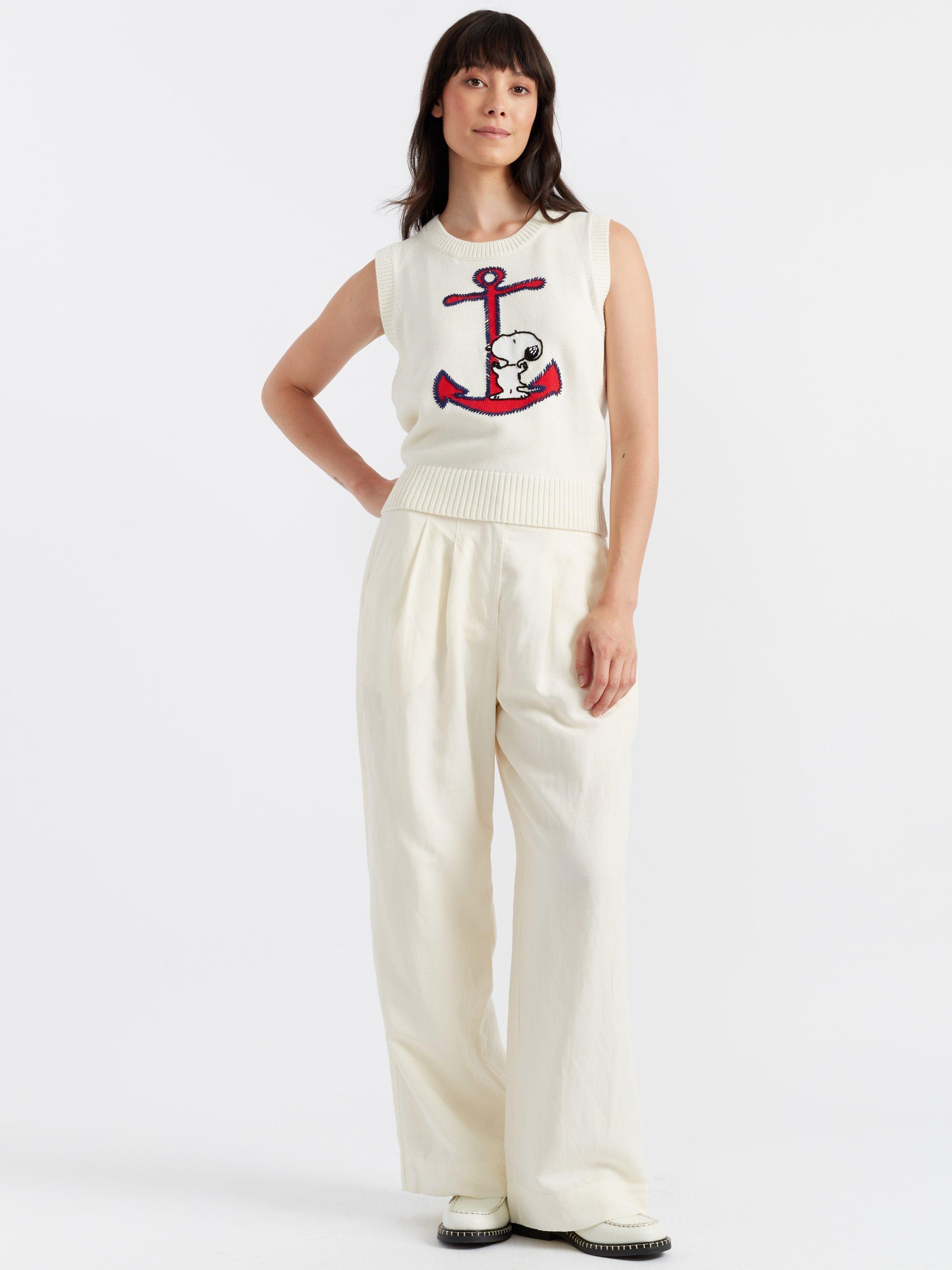 Product image 1 of 3, which shows Chinti & Parker Snoopy Anchor Tank Top, Cream, XS