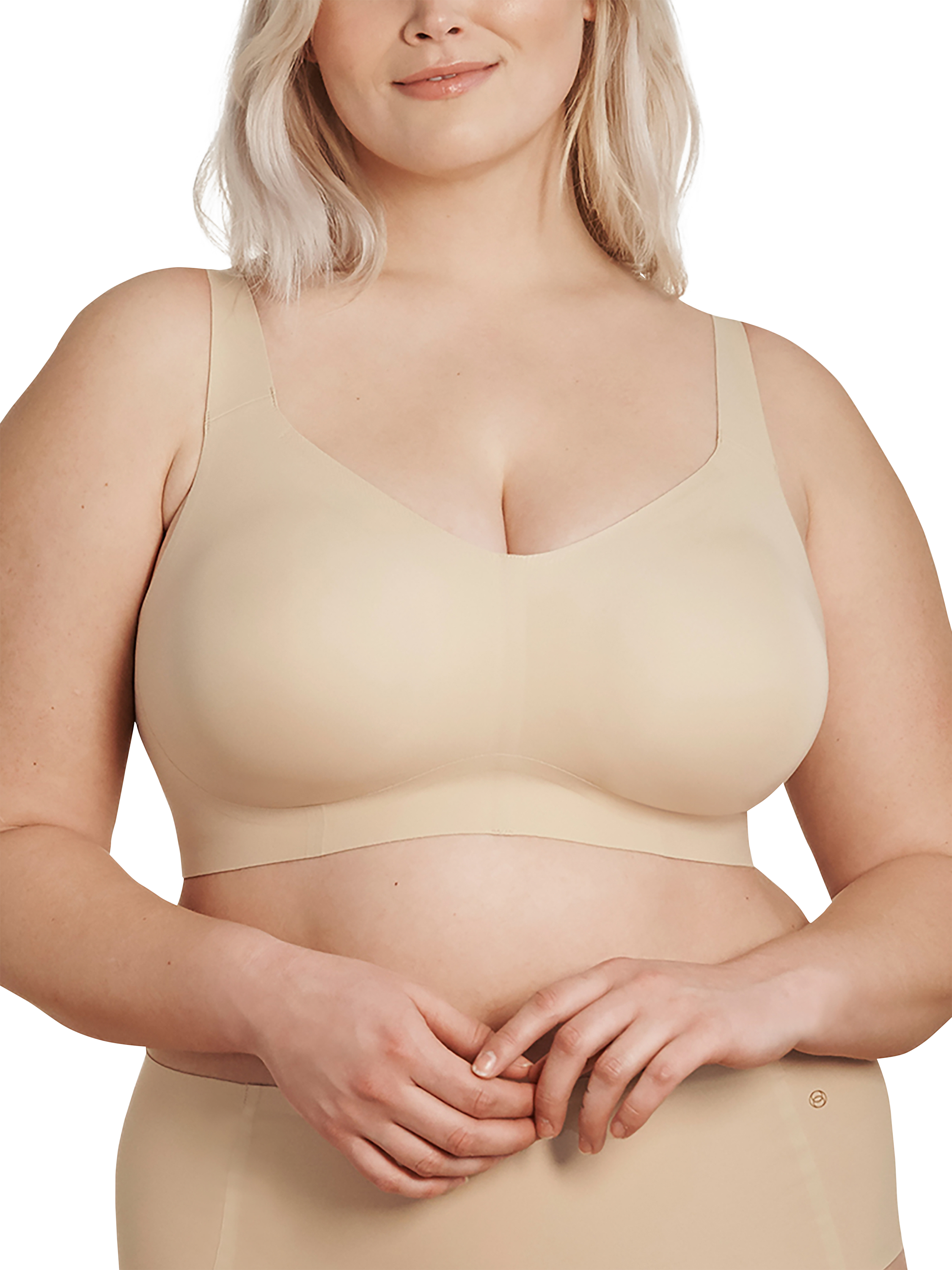 Product image 1 of 9, which shows Evelyn & Bobbie Beyond Wire-Free Bra, Sand, S