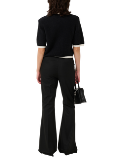 Gestuz Alpha Colour Contrast Wool Rich Cardigan, Black/Ivory - view 2, Black/Ivory