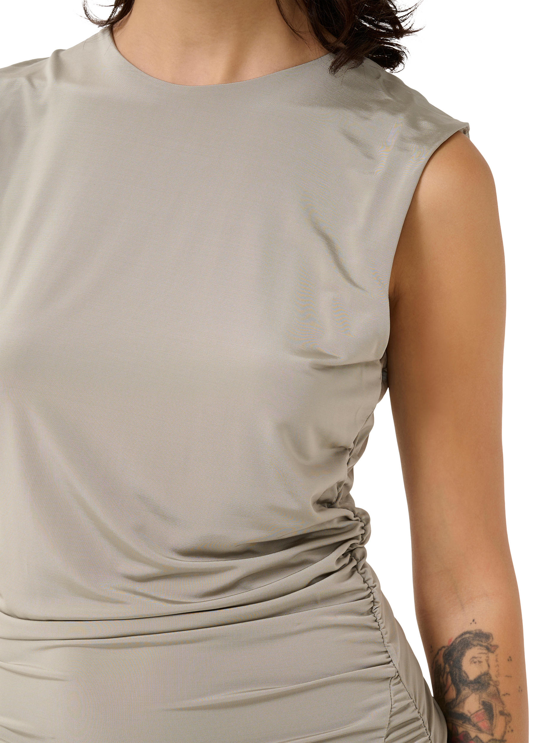 Product image 4 of 5, which shows Gestuz GZlaily Ruched Maxi Dress, Rock Ridge, XS