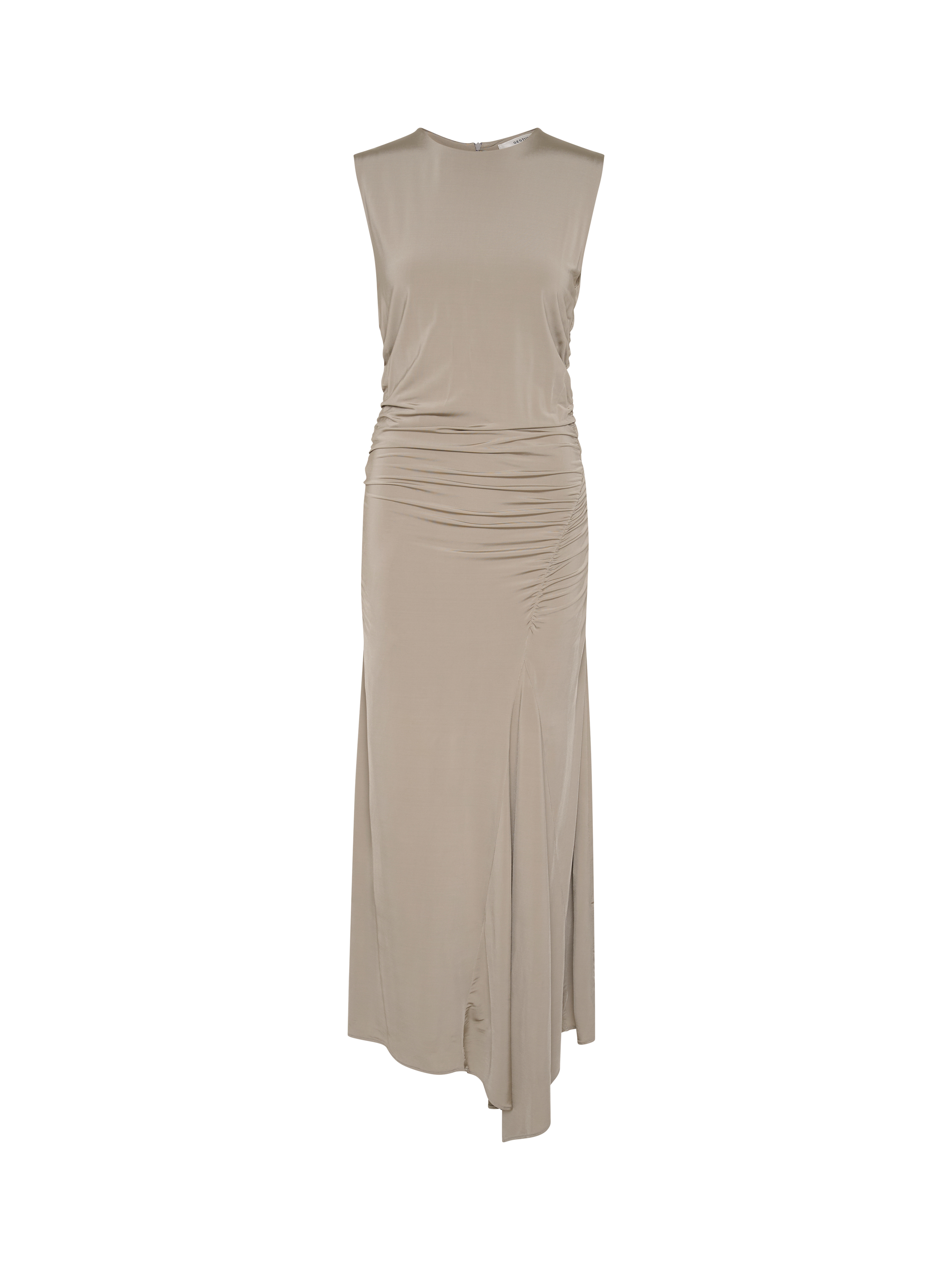 Product image 5 of 5, which shows Gestuz GZlaily Ruched Maxi Dress, Rock Ridge, XS