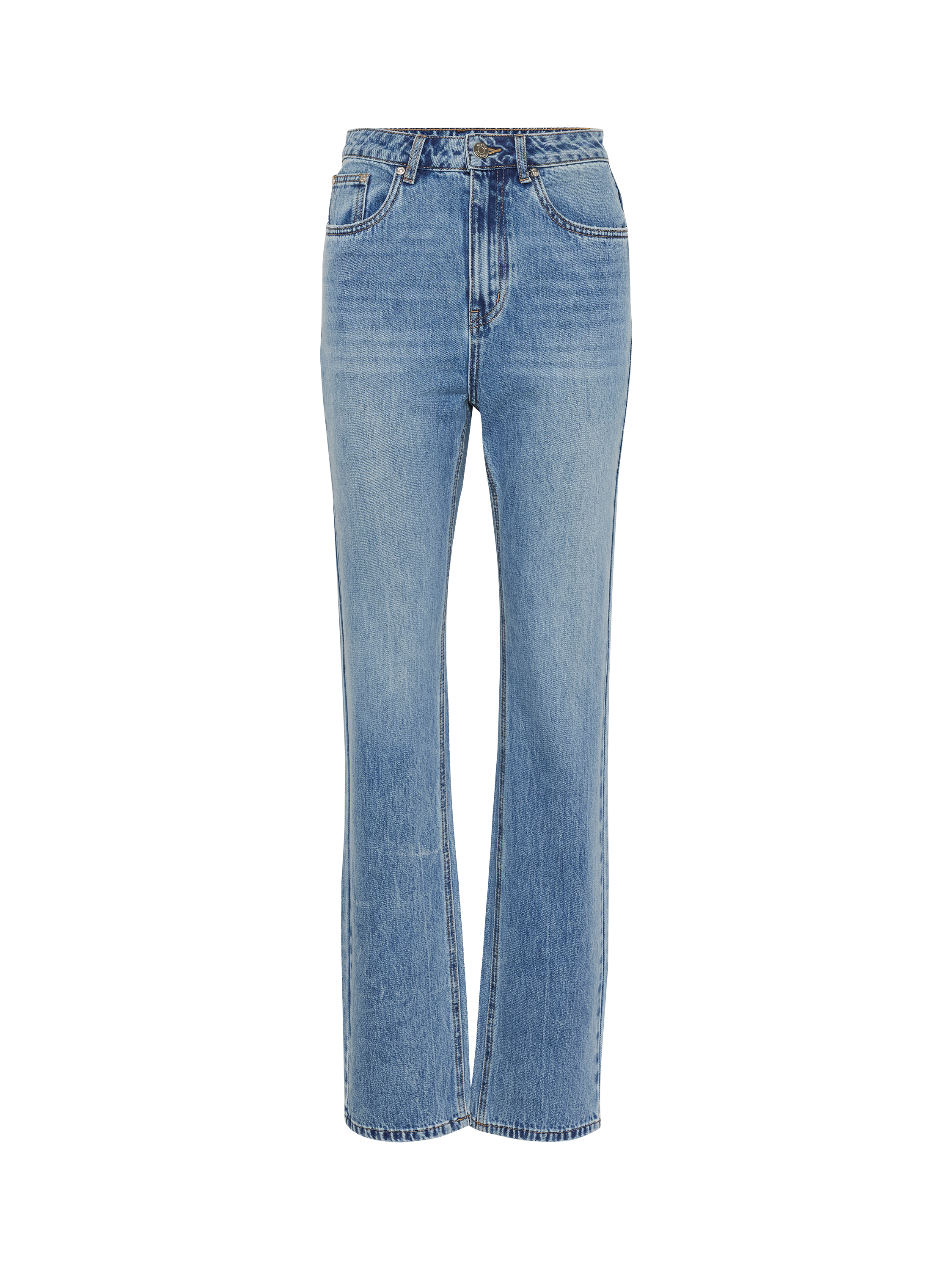 Product image 5 of 6, which shows Gestuz GZlayza Straight Fit Jeans, Mid Blue Vntage Wash, 27R