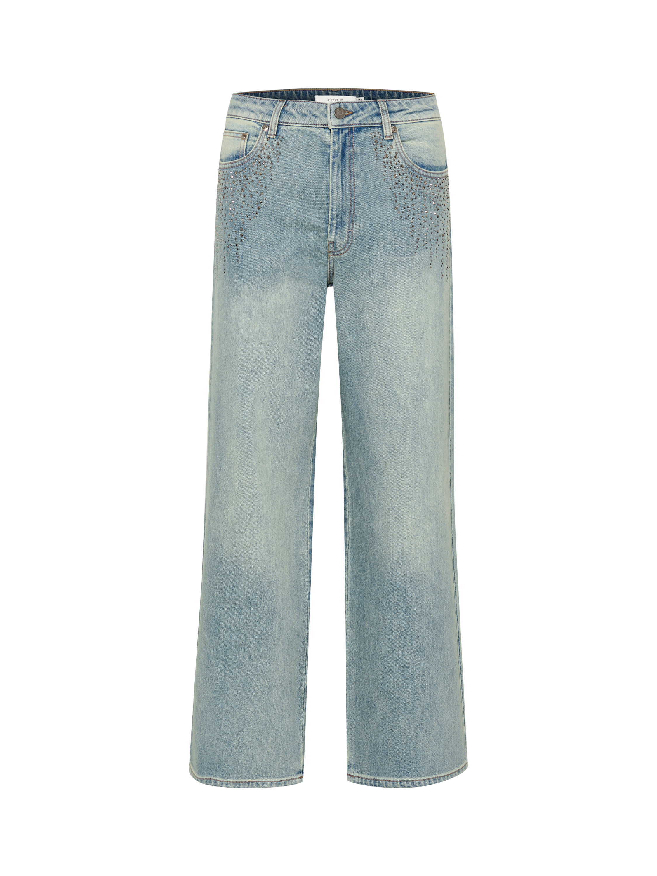 Product image 1 of 2, which shows Gestuz GZzumalin Wide Leg Jeans, Mid Blue Washed, 26R