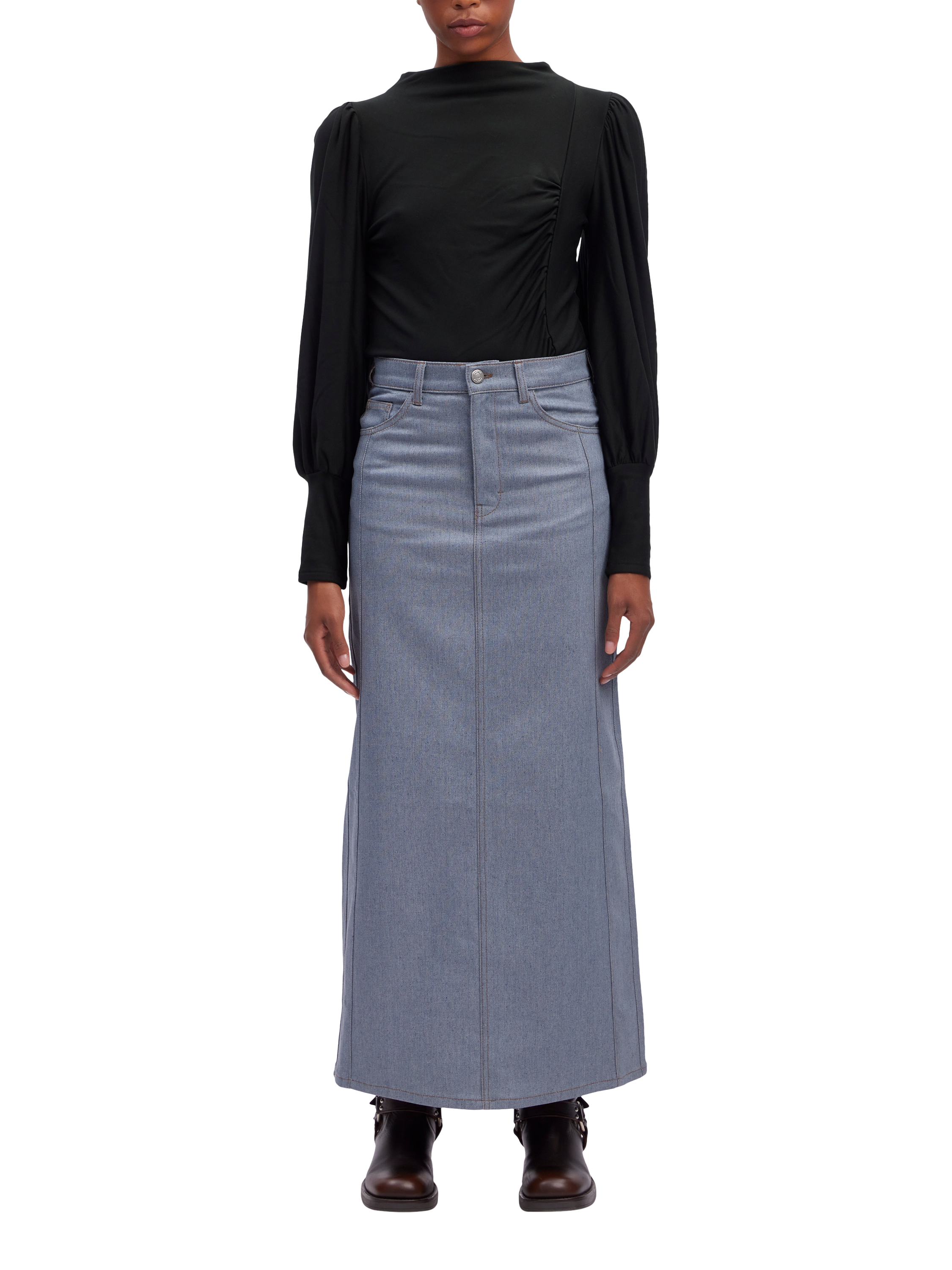 Product image 3 of 7, which shows Gestuz Rifa Puff Sleeve Top, Black, XS