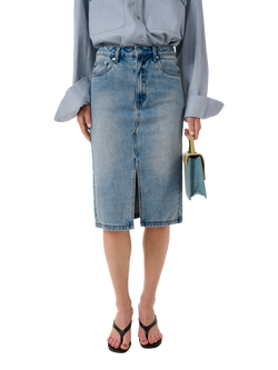 Gestuz GZlayza Pencil Fit Denim Skirt, Mid Blue Vntage Wash, Mid Blue Vntage Wash