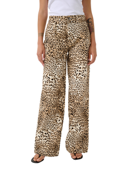 Gestuz GZleonia Leopard Print Trousers, Multi, Multi