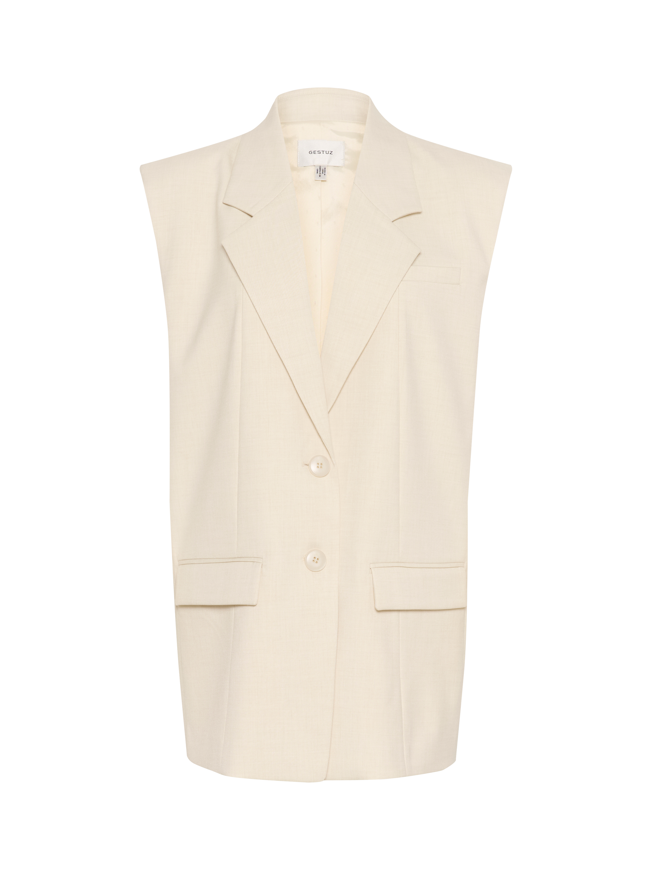 Product image 5 of 5, which shows Gestuz Seaver Longline Waistcoat, Egret Melange, 8