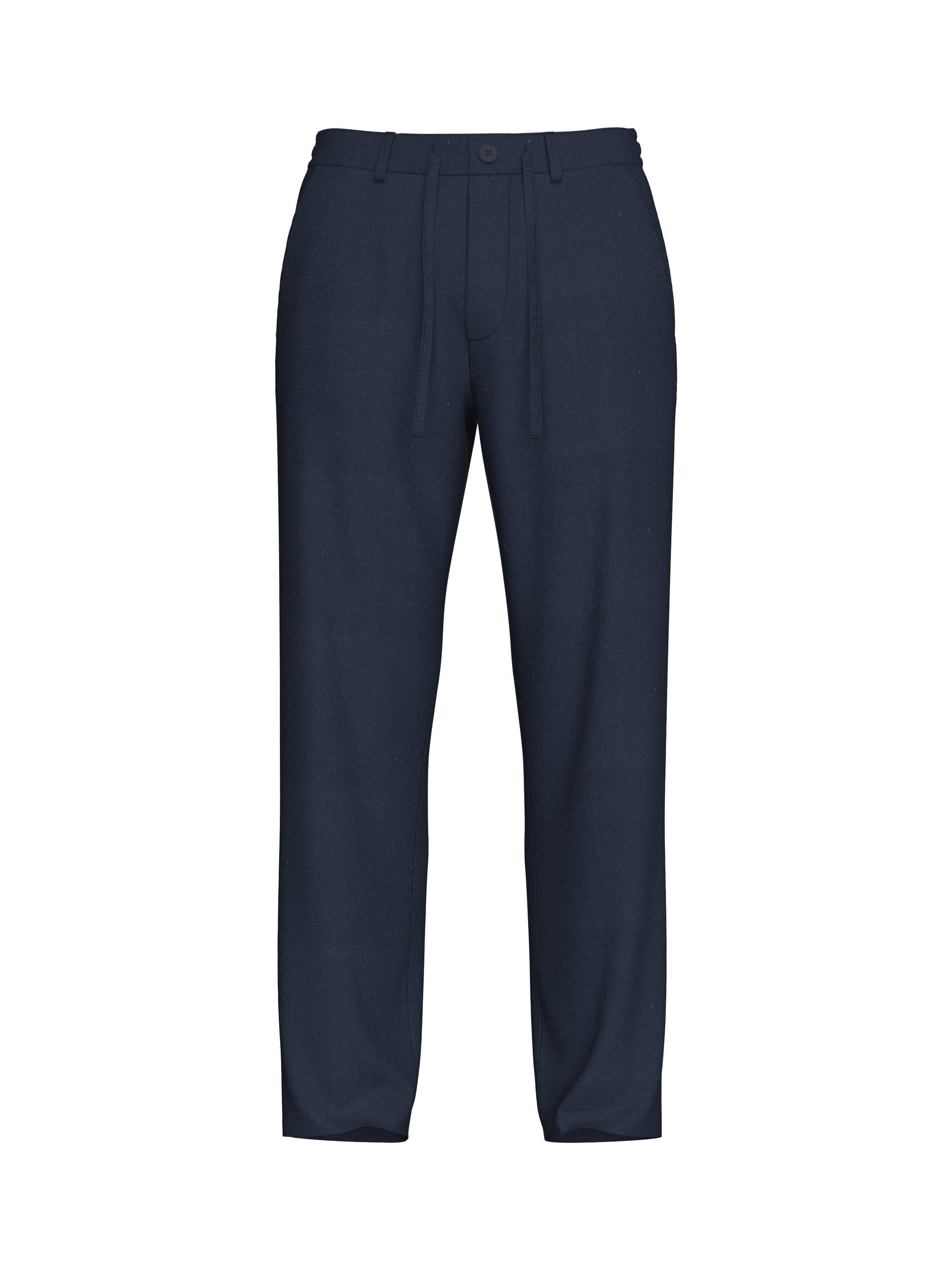 Product image 1 of 1, which shows Selected Brody Straight Cotton Linen Blend Trousers, Dark Sapphire, S