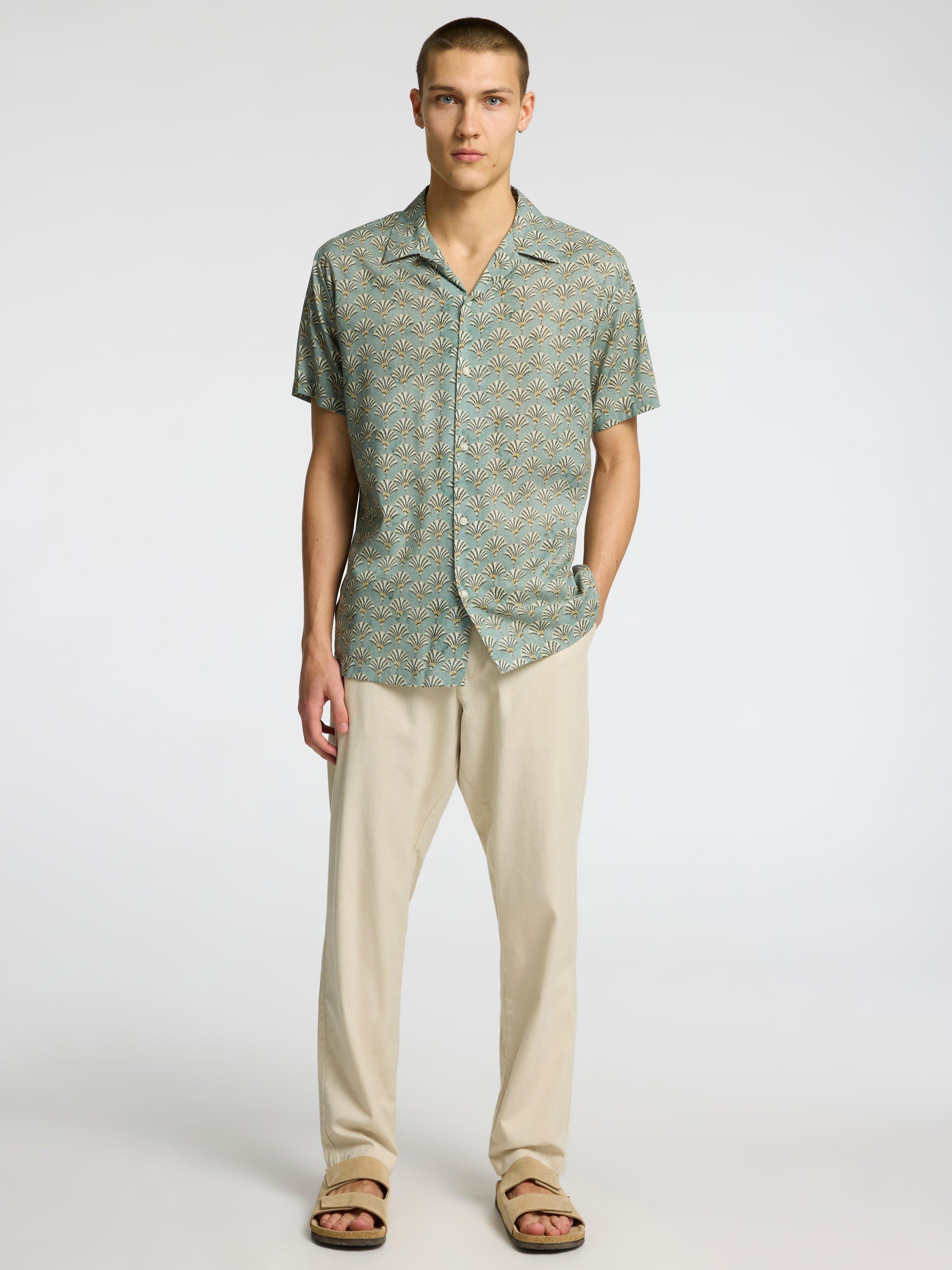 Product image 2 of 6, which shows Selected Air Organic Cotton Modal Regular Fit Shirt, Iceberg Green Fan, S