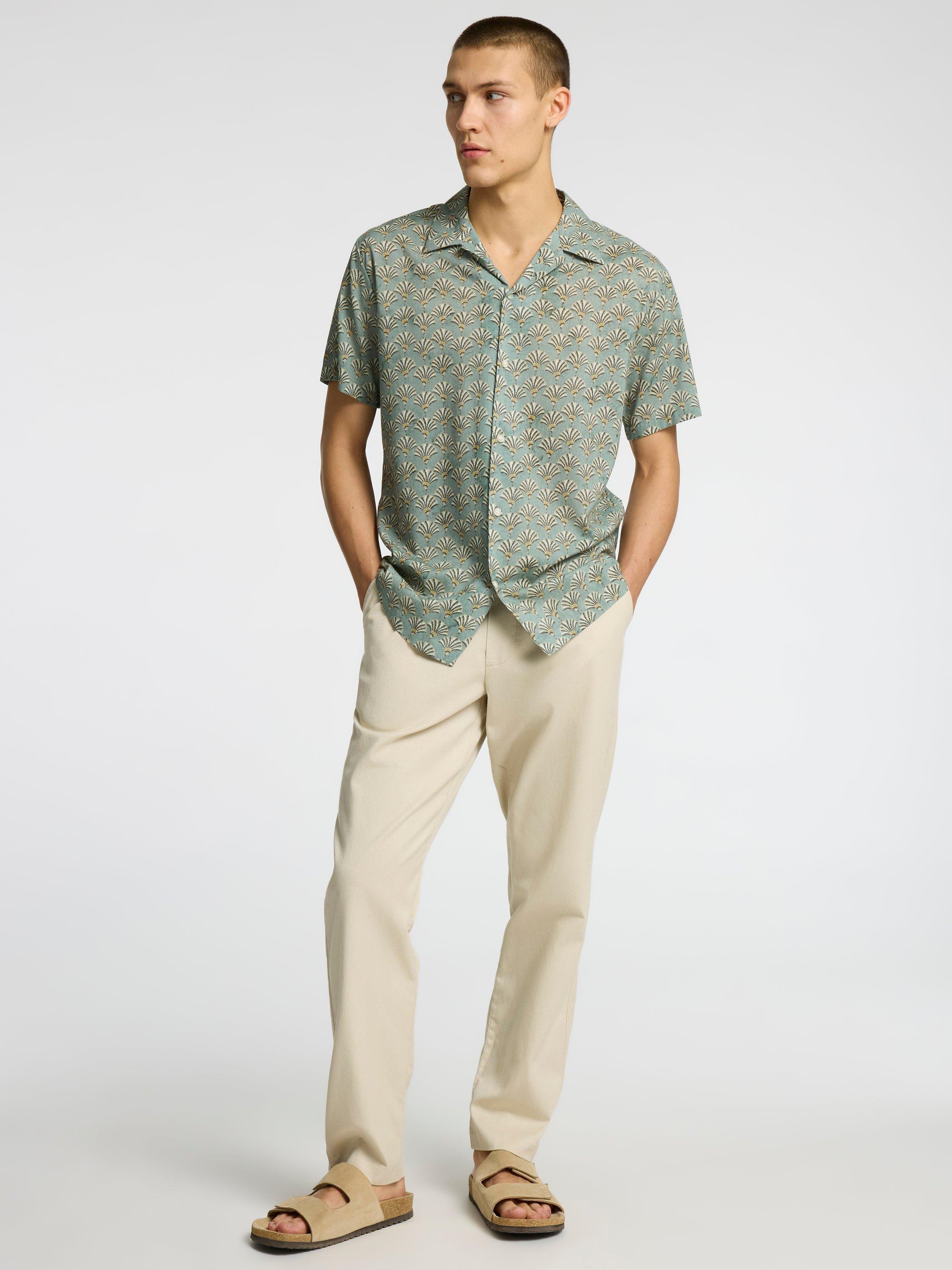 Product image 3 of 6, which shows Selected Air Organic Cotton Modal Regular Fit Shirt, Iceberg Green Fan, S
