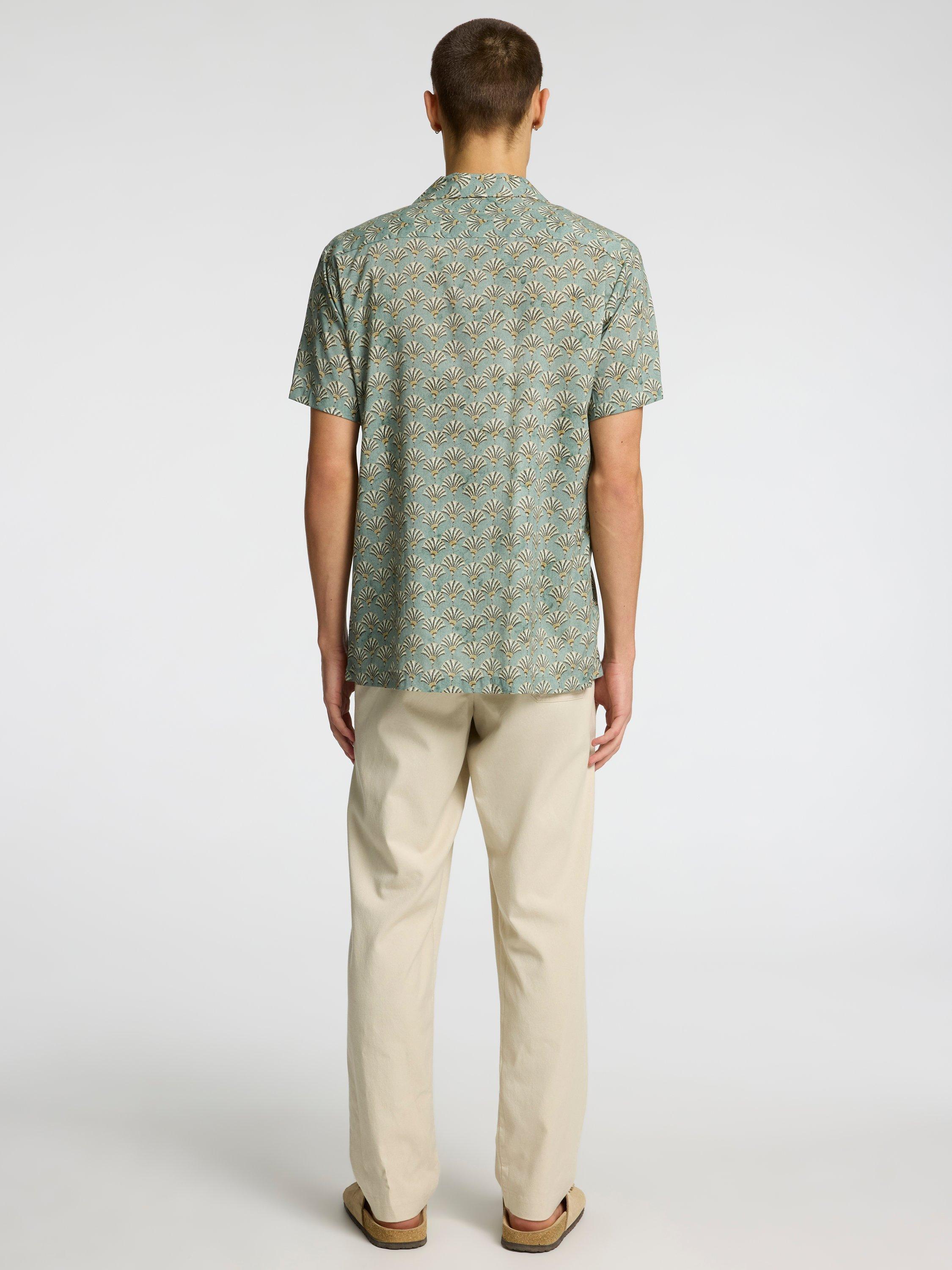 Product image 5 of 6, which shows Selected Air Organic Cotton Modal Regular Fit Shirt, Iceberg Green Fan, S