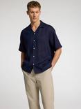 SELECTED HOMME Linen Regular Fit Resort Shirt, Navy Blazer