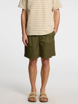 Selected Organic Cotton Linen Blend Pleated Regular Fit Shorts, Kalamata, Kalamata