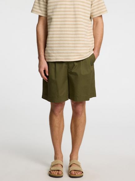 Selected Organic Cotton Linen Blend Pleated Regular Fit Shorts, Kalamata, Kalamata