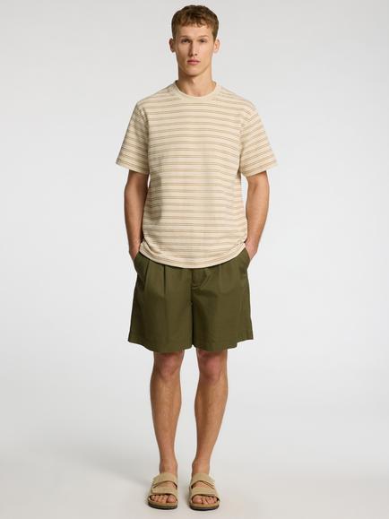 Selected Organic Cotton Linen Blend Pleated Regular Fit Shorts, Kalamata - view 2, Kalamata