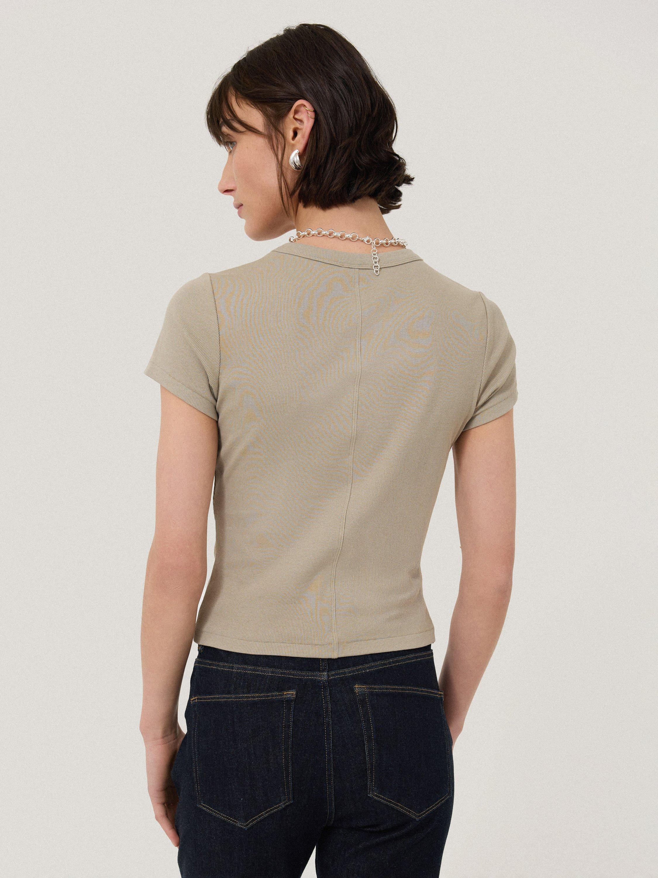 Product image 2 of 5, which shows Jigsaw Fine Cotton Baby Tee T-Shirt, Grey, XS