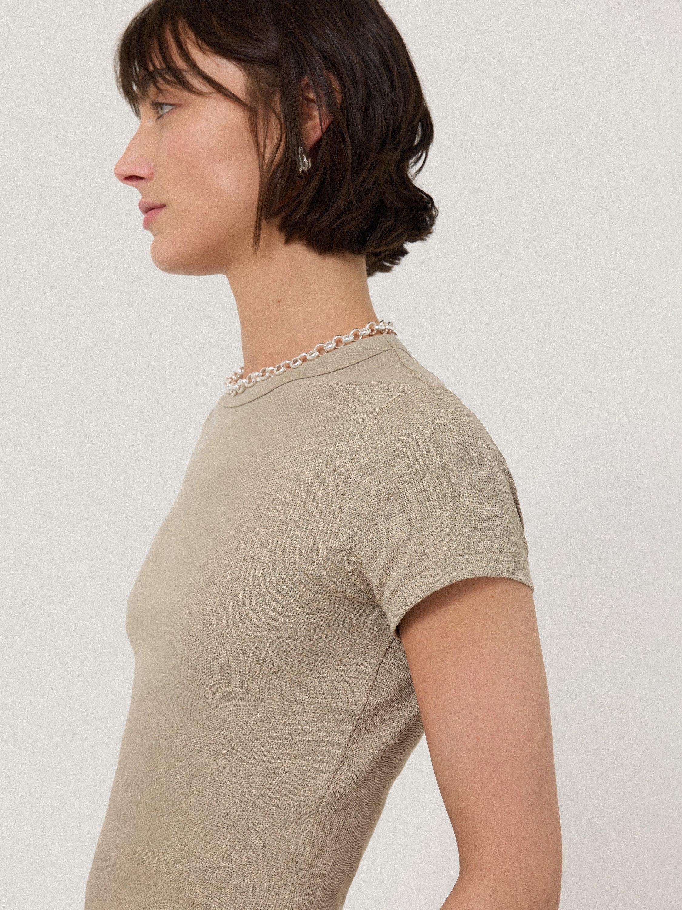 Product image 3 of 5, which shows Jigsaw Fine Cotton Baby Tee T-Shirt, Grey, XS