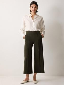 Jigsaw Sailor Modern Crop Wide Leg Trouser, Dark Olive