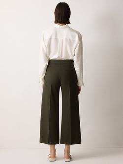 Jigsaw Sailor Modern Crop Wide Leg Trouser - view 2, Dark Olive