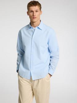 Selected Seersucker Long Sleeve Shirt, Cashmere Blue, Cashmere Blue