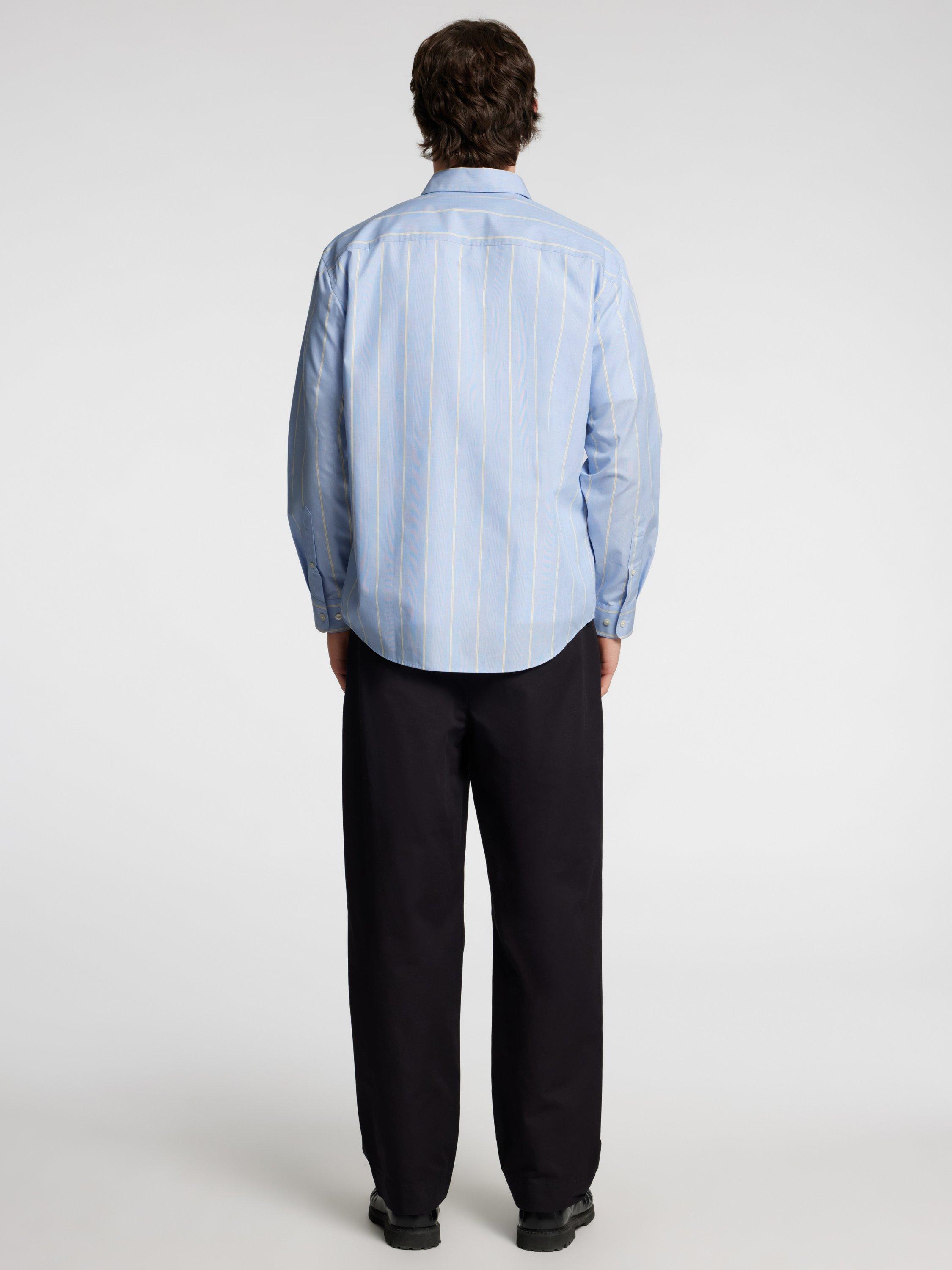 Product image 4 of 6, which shows Selected Cotton Poplin Stripe Shirt, Light Blue Stripes, S