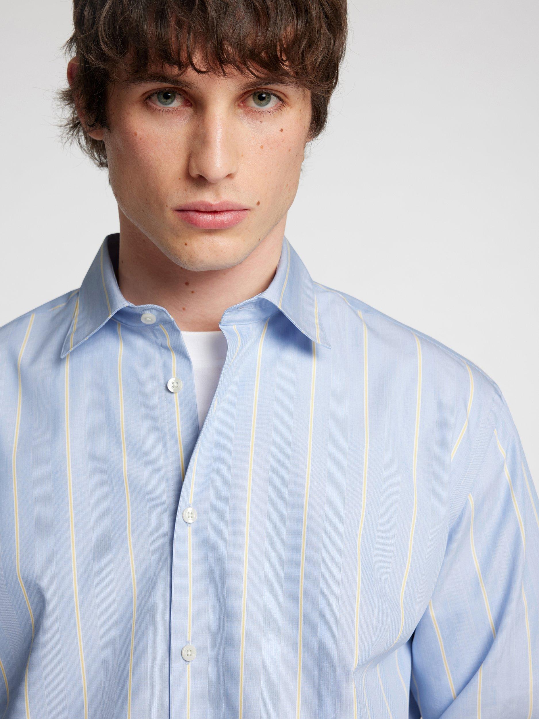 Product image 5 of 6, which shows Selected Cotton Poplin Stripe Shirt, Light Blue Stripes, S