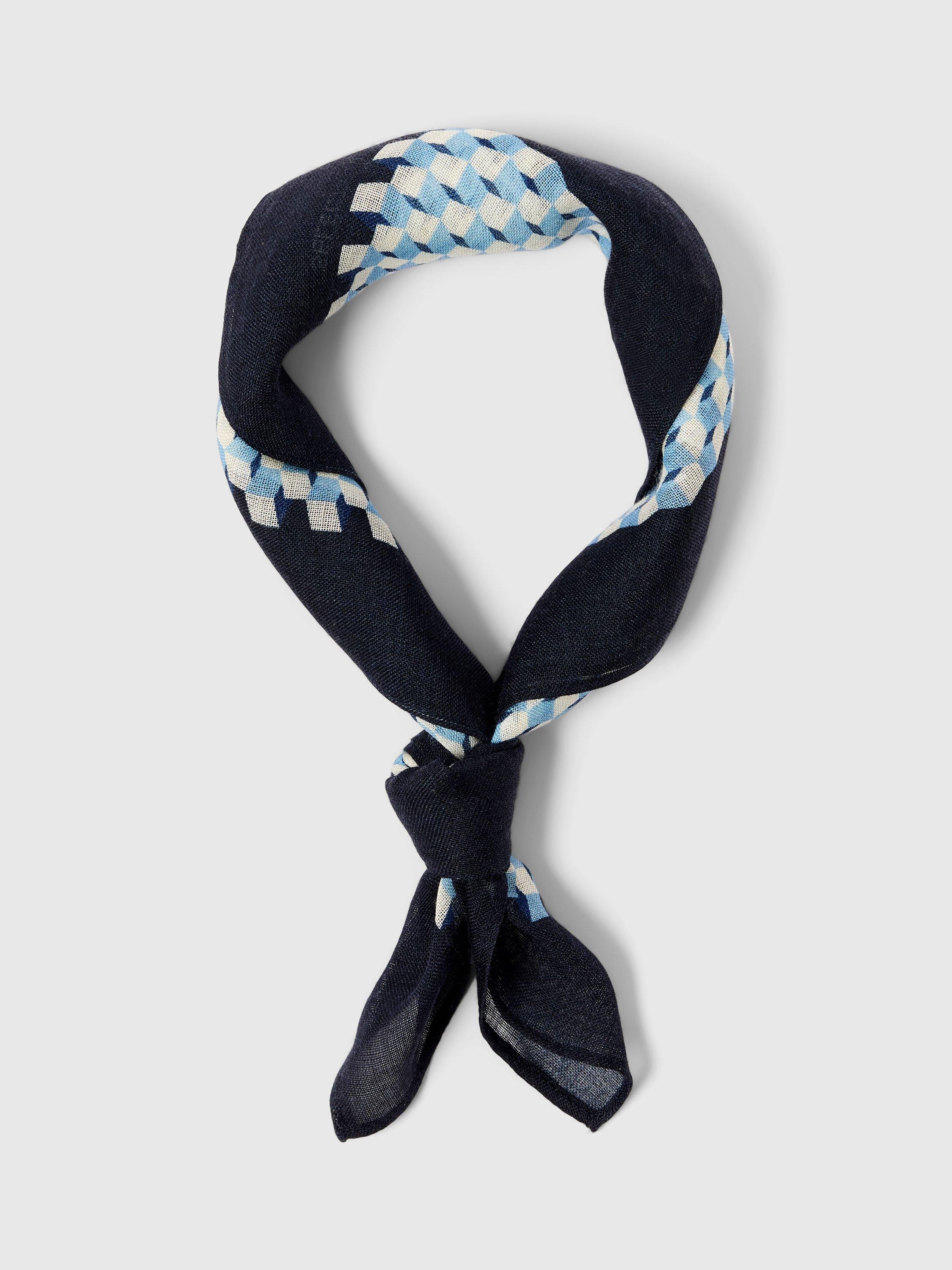 Product image 2 of 4, which shows Selected Lano Wool & Silk Blend Bandana Scarf, Winter Sky