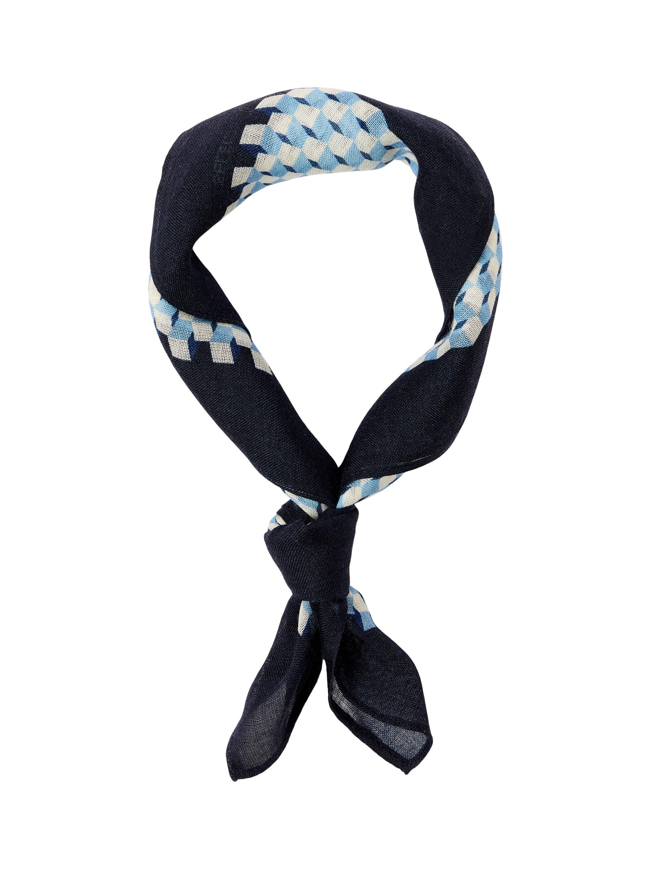 Product image 3 of 4, which shows Selected Lano Wool & Silk Blend Bandana Scarf, Winter Sky