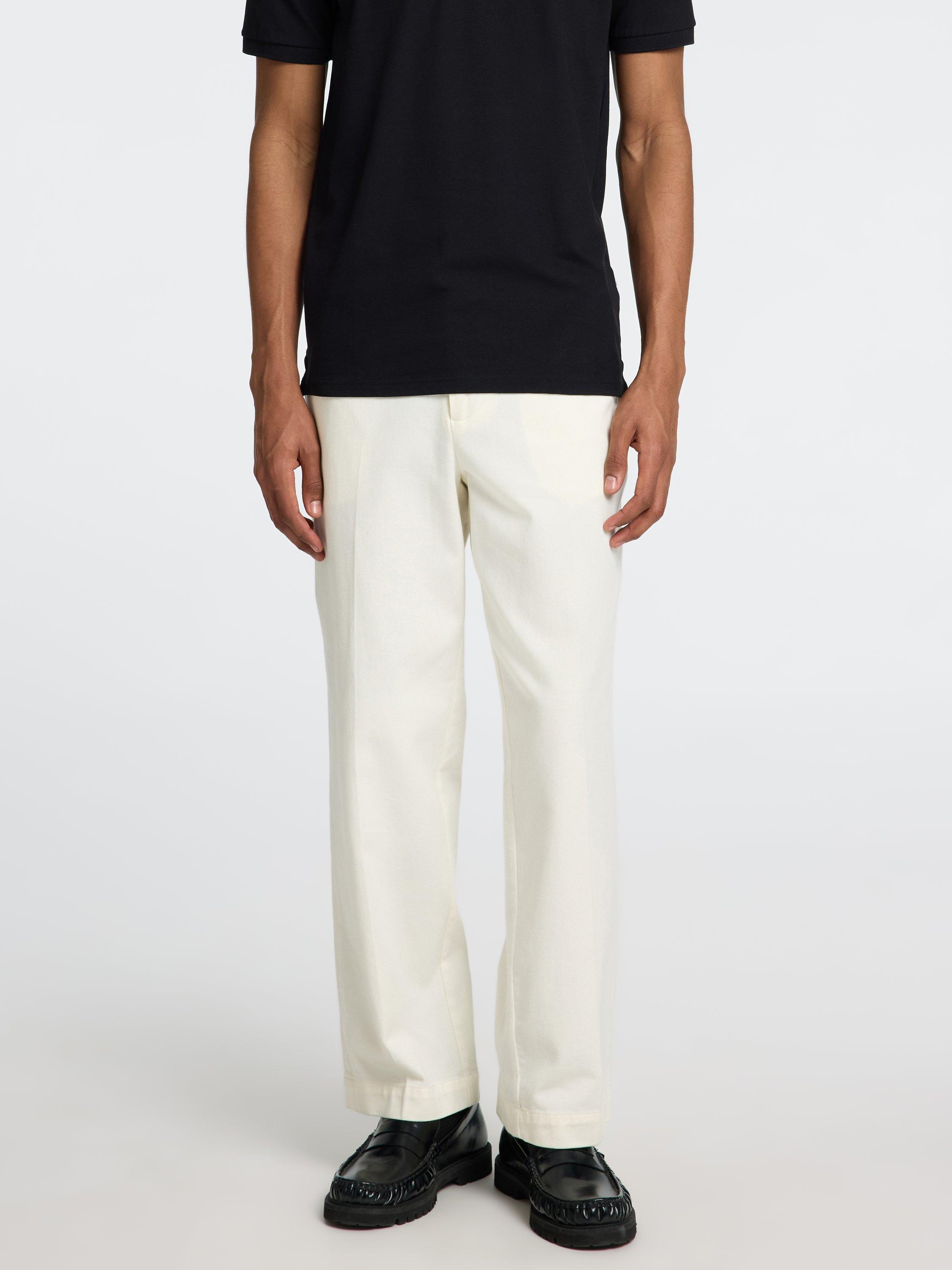 Product image 1 of 6, which shows Selected Atlas Organic Cotton Blend Straight Leg Trousers, Egret, 32R