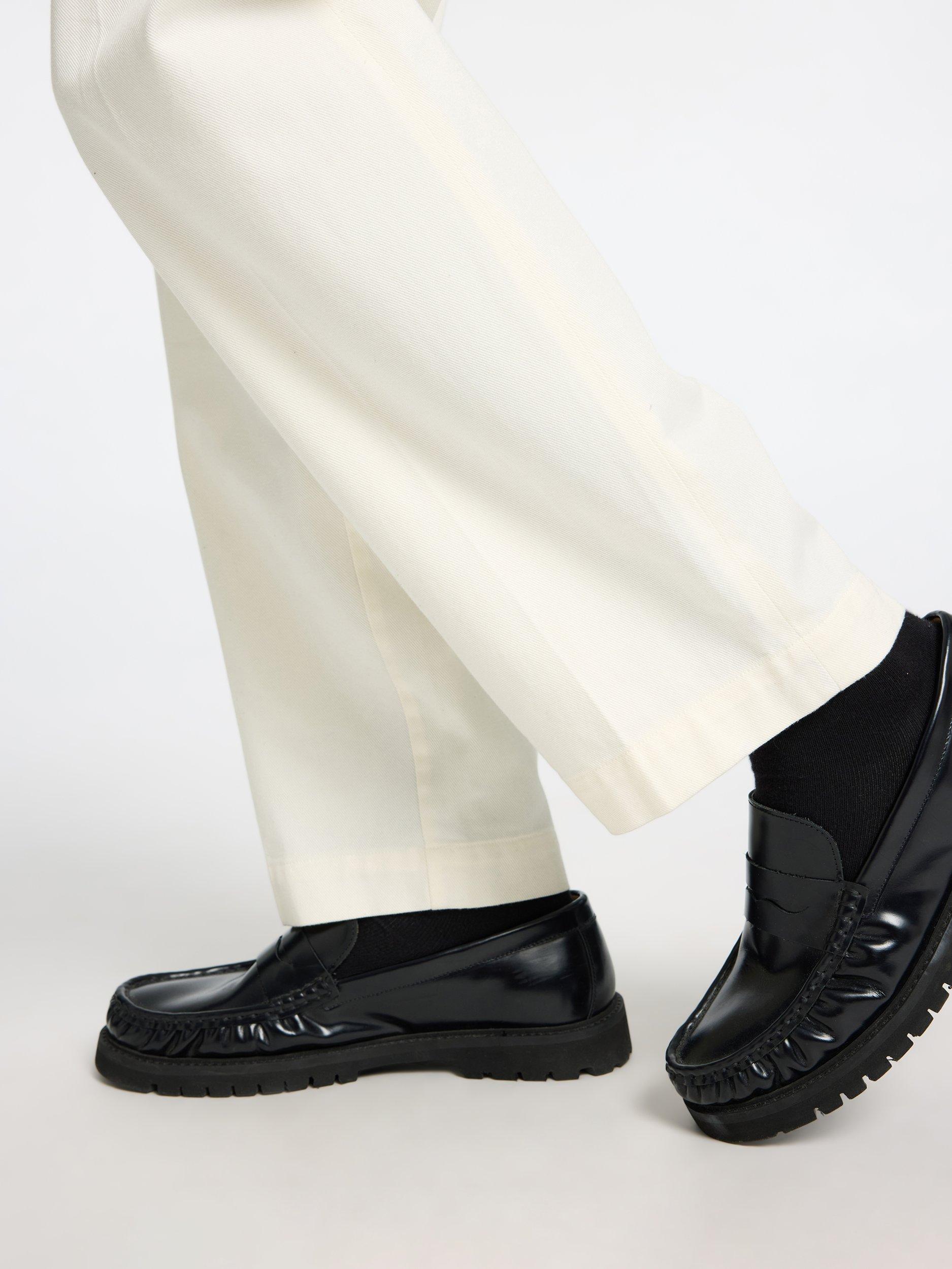 Product image 4 of 6, which shows Selected Atlas Organic Cotton Blend Straight Leg Trousers, Egret, 32R